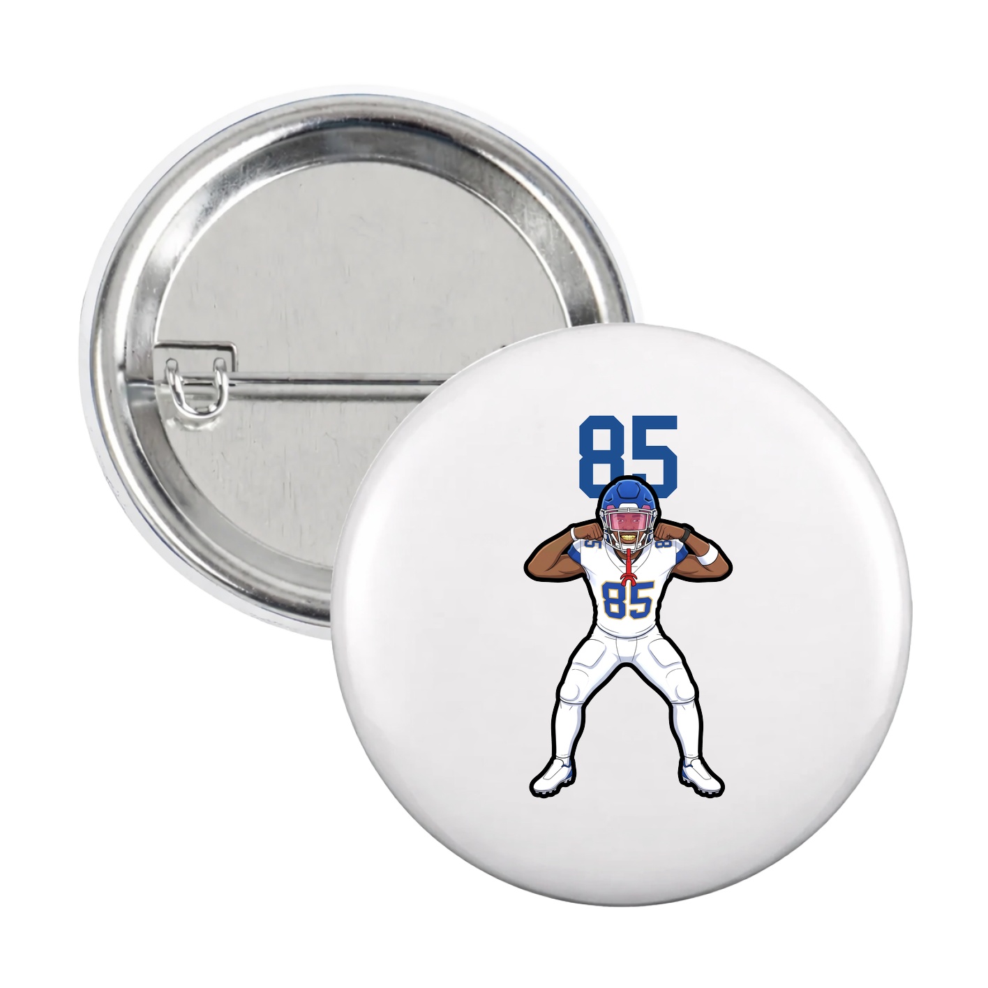 Game Day Button — Number Top in White
