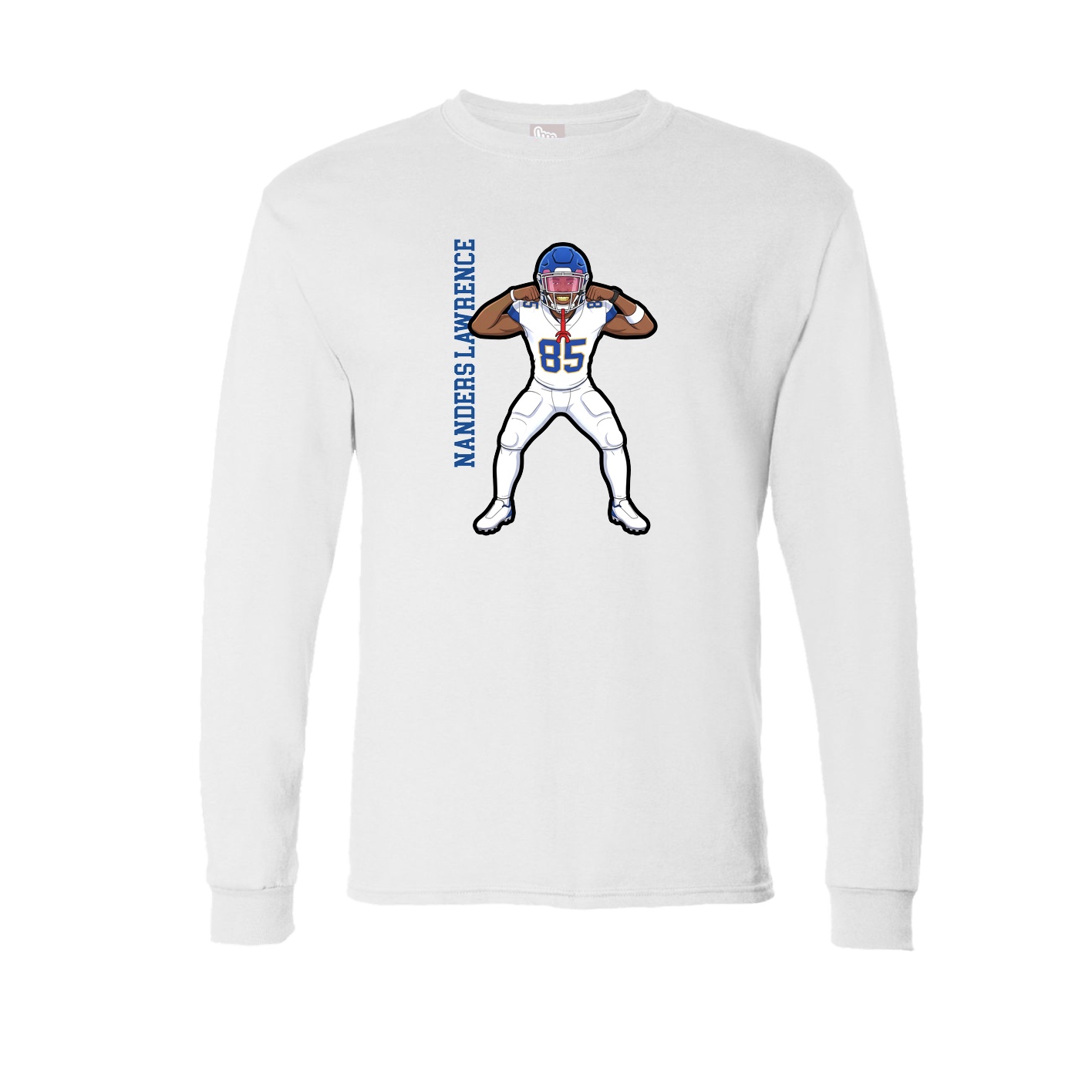 Long Sleeve Tee — Name Vertical in White