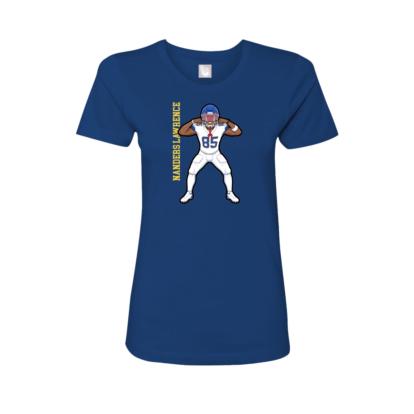 Fitted Women's Tee — Name Vertical in Royal