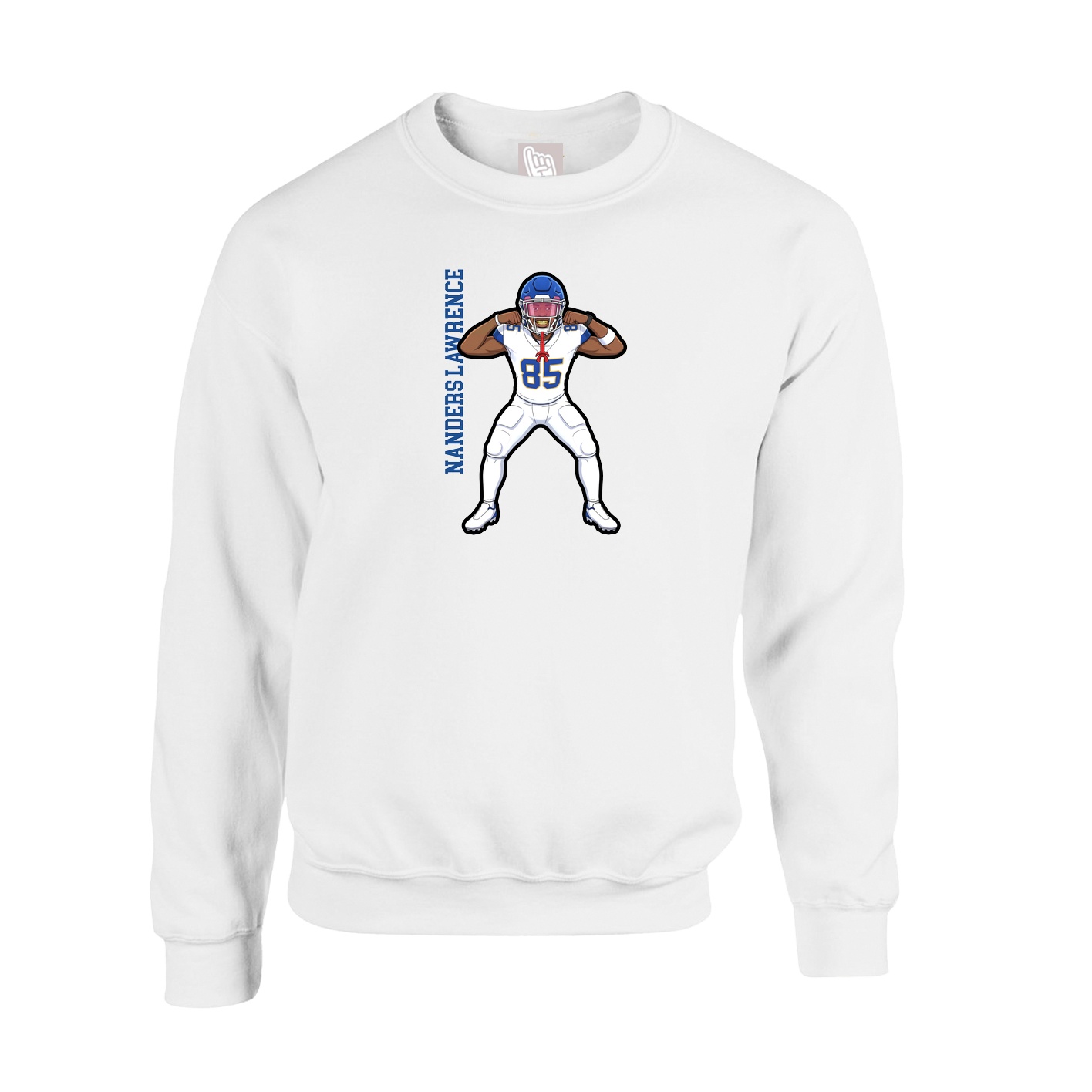 Fleece Crew — Name Vertical in White