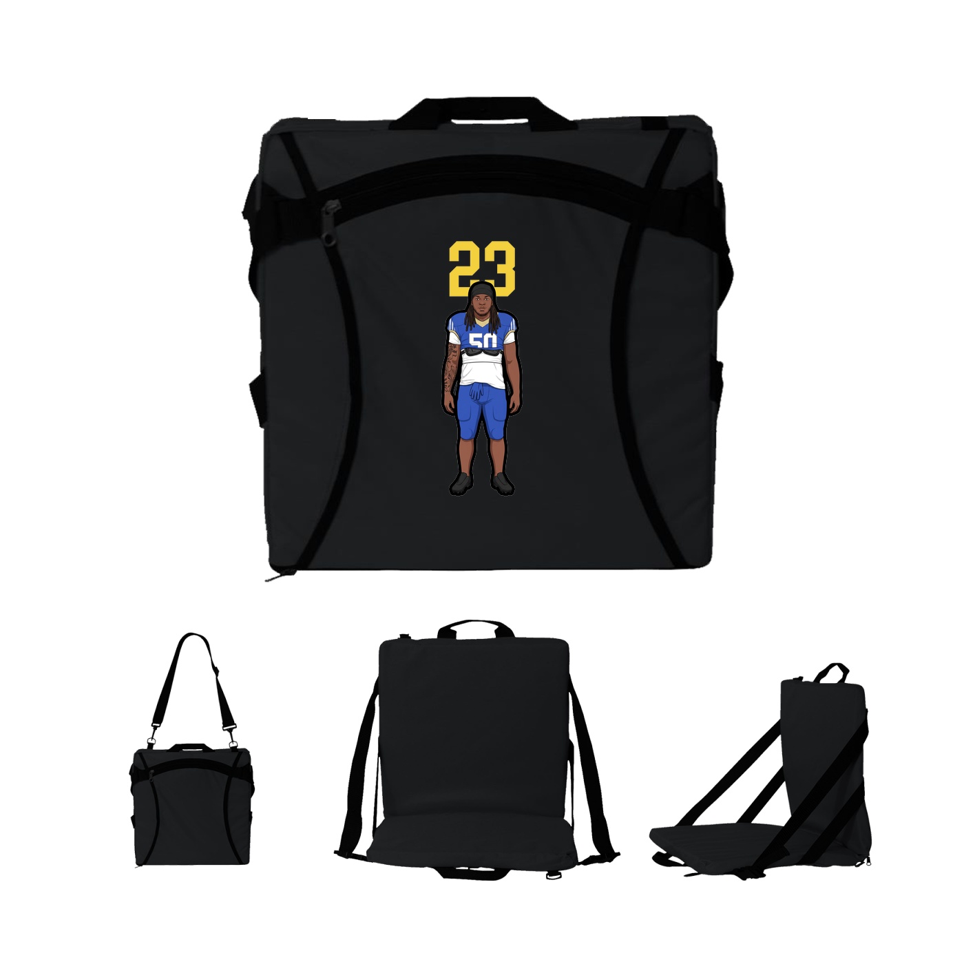 Folding Stadium Seat — Number Top in Black