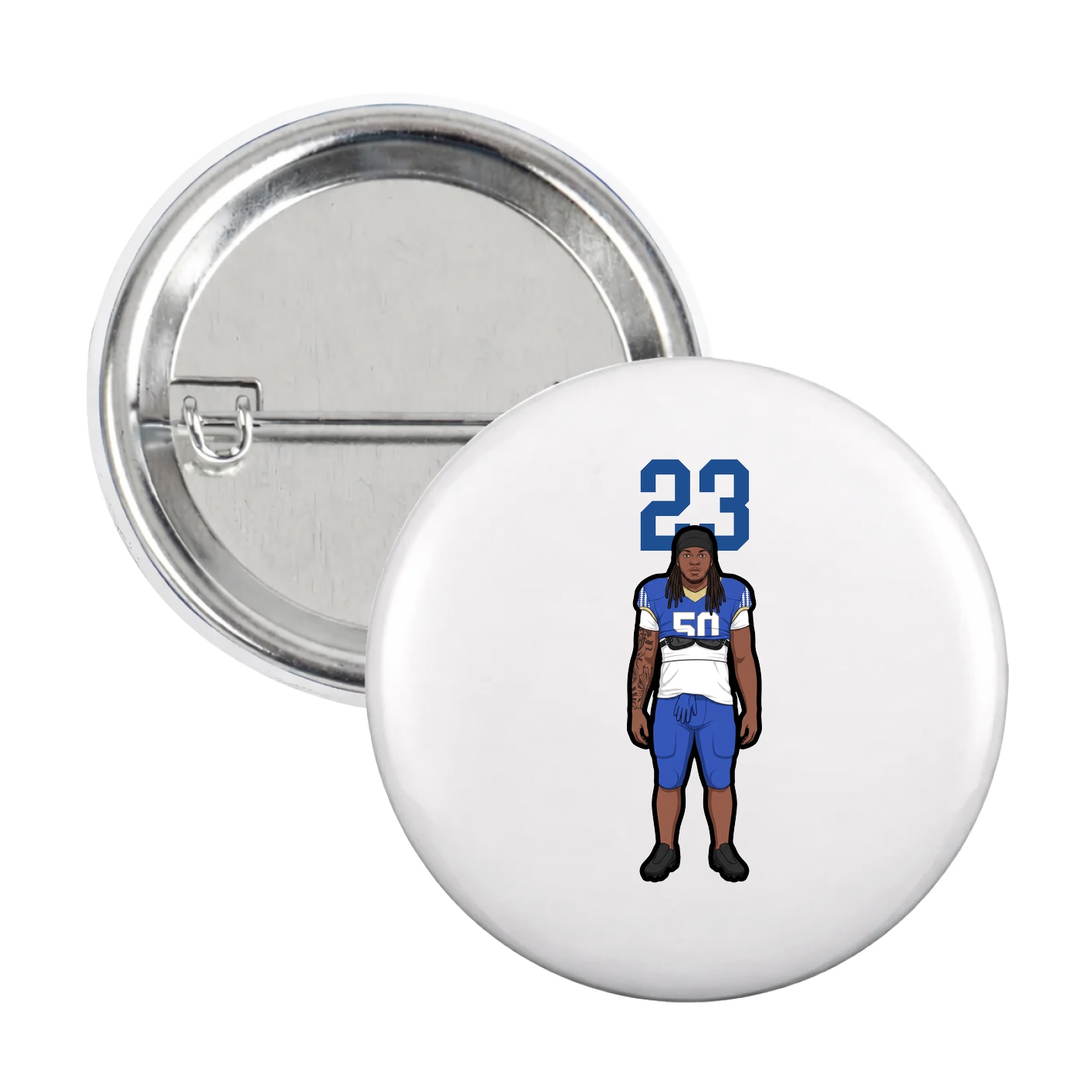 Game Day Button — Number Top in White