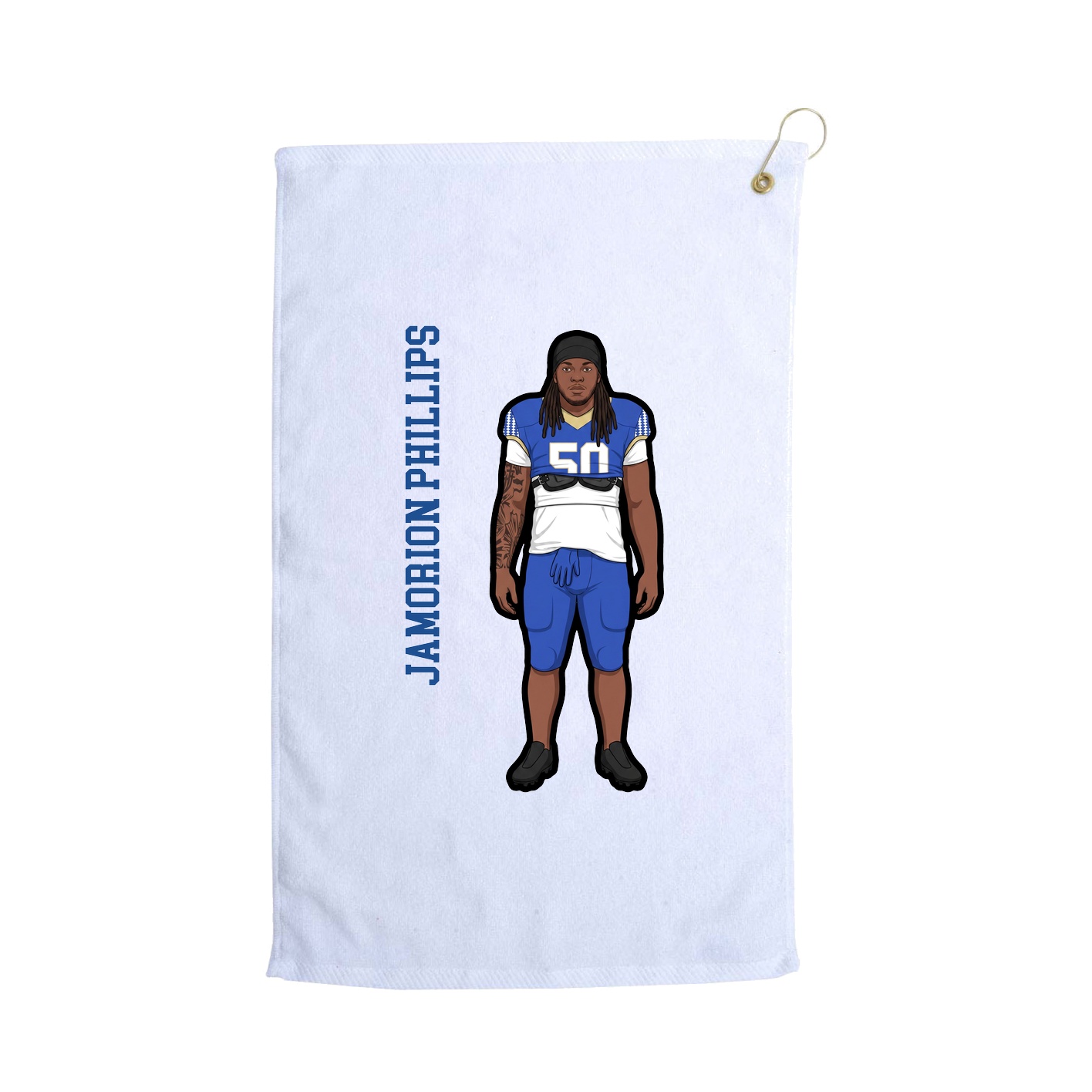 Golf Towel — Name Vertical in White