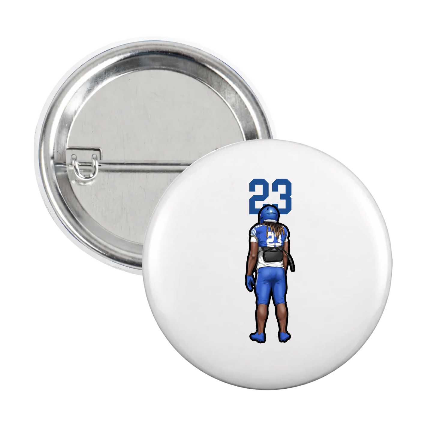 Game Day Button — Number Top in White