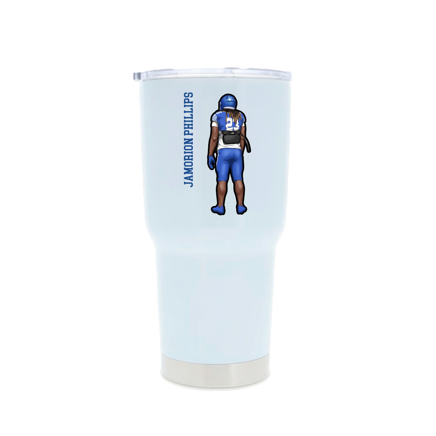 30oz Stainless Steel Tumbler — Name Vertical in White