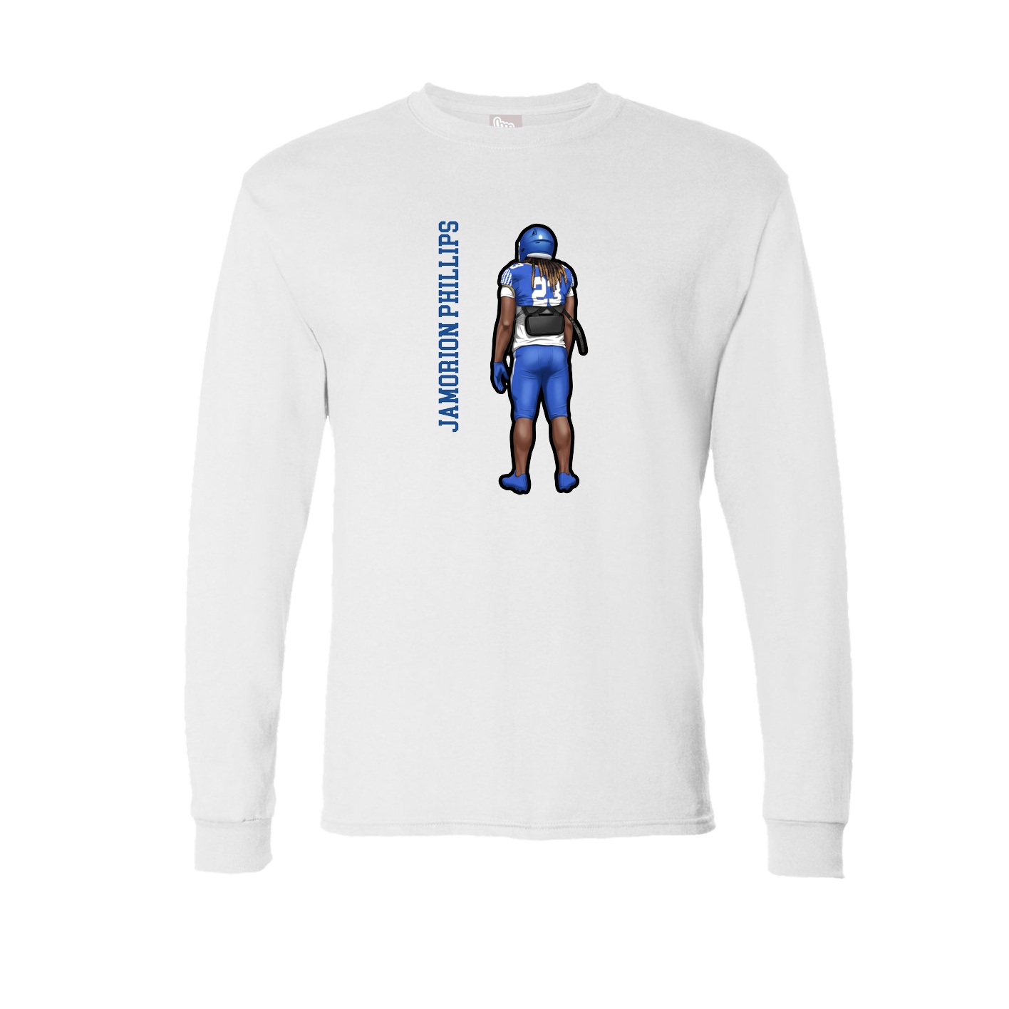 Long Sleeve Tee — Name Vertical in White