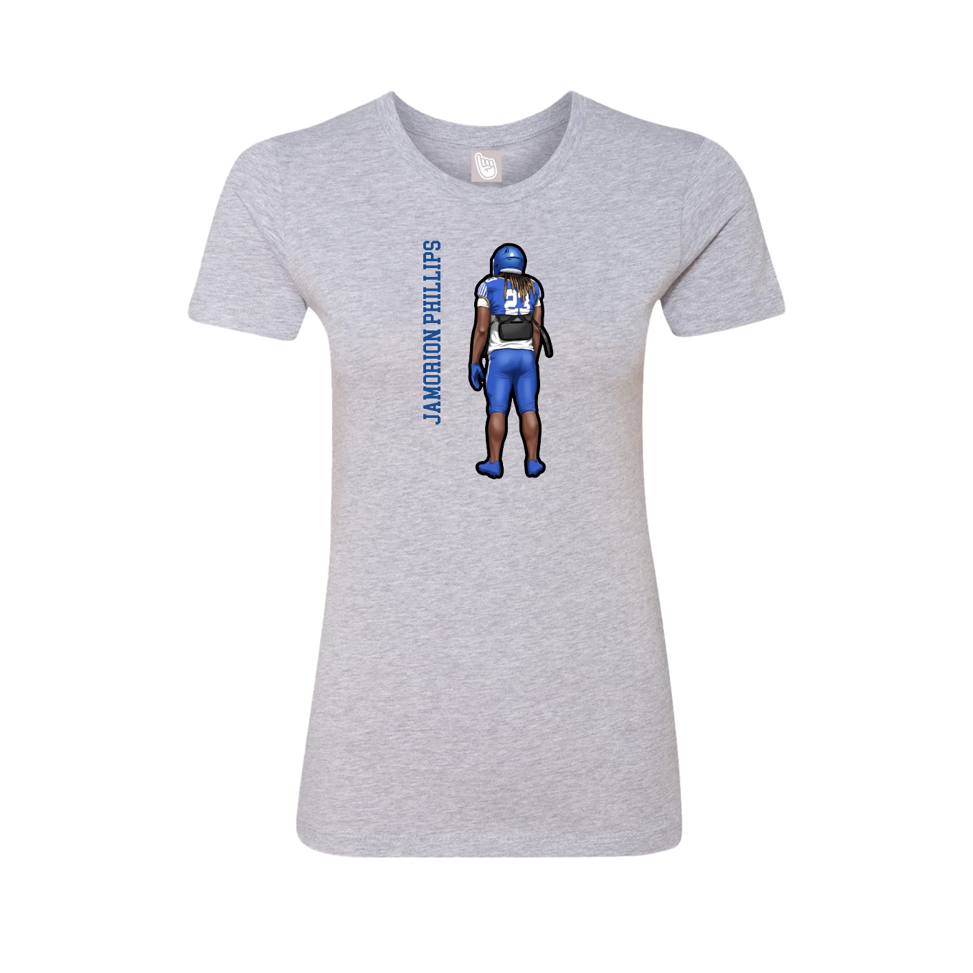 Fitted Women's Tee — Name Vertical in Grey