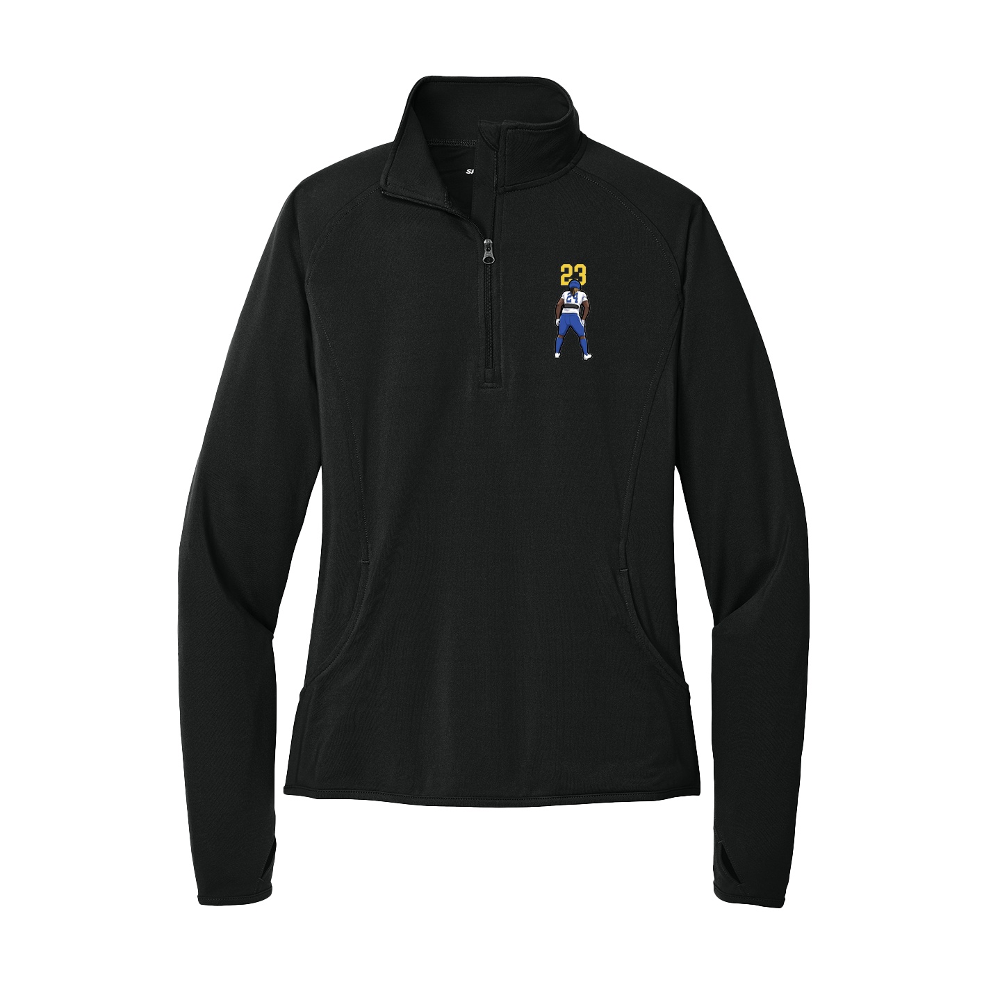 Women's Q-Zip Pullover — Number Top in Black