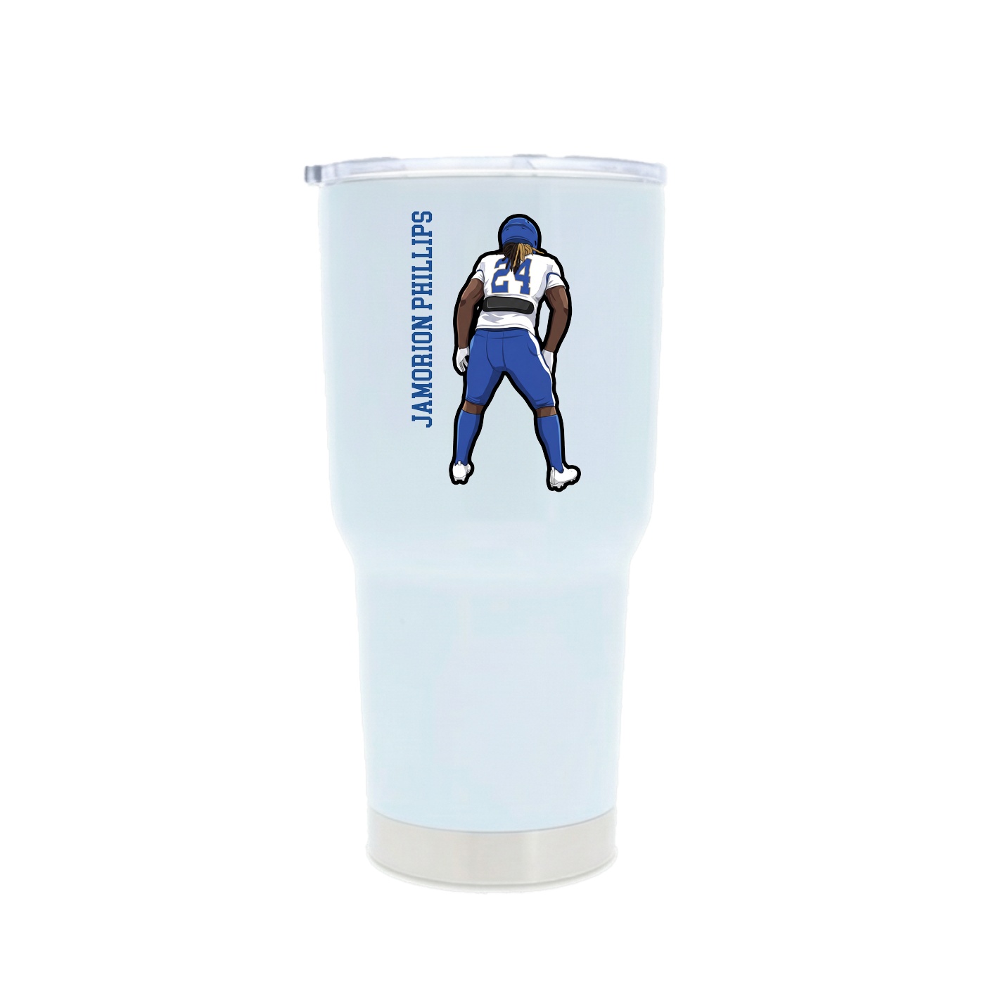 30oz Stainless Steel Tumbler — Name Vertical in White