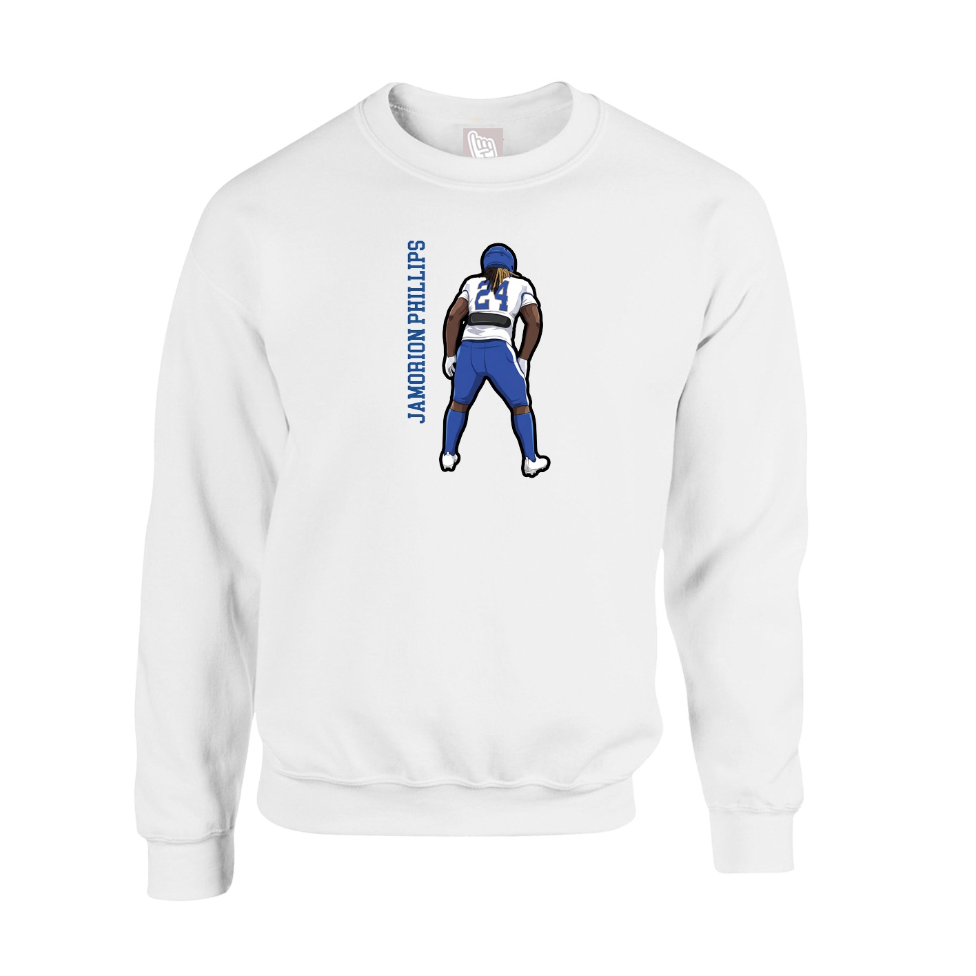 Fleece Crew — Name Vertical in White