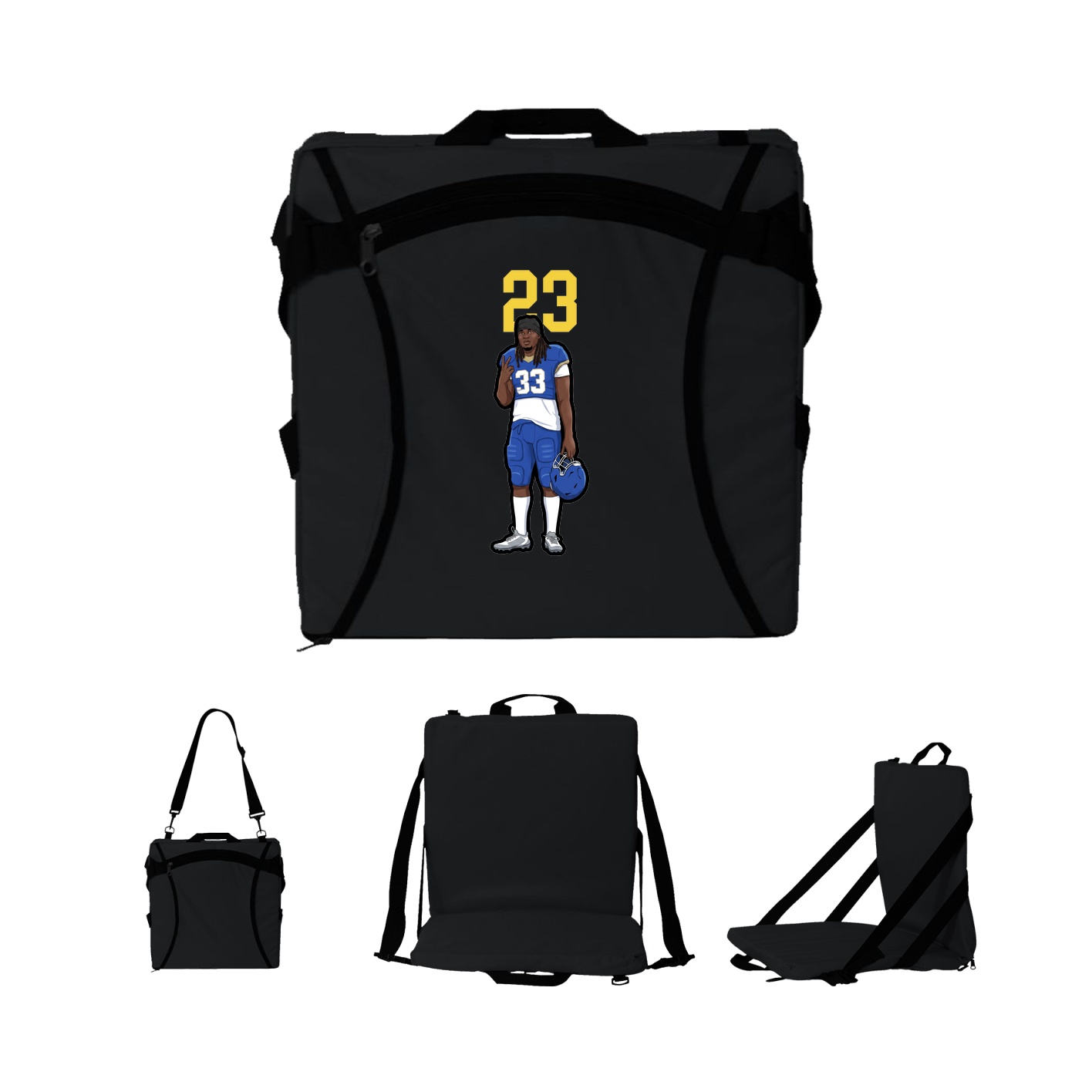 Folding Stadium Seat — Number Top in Black