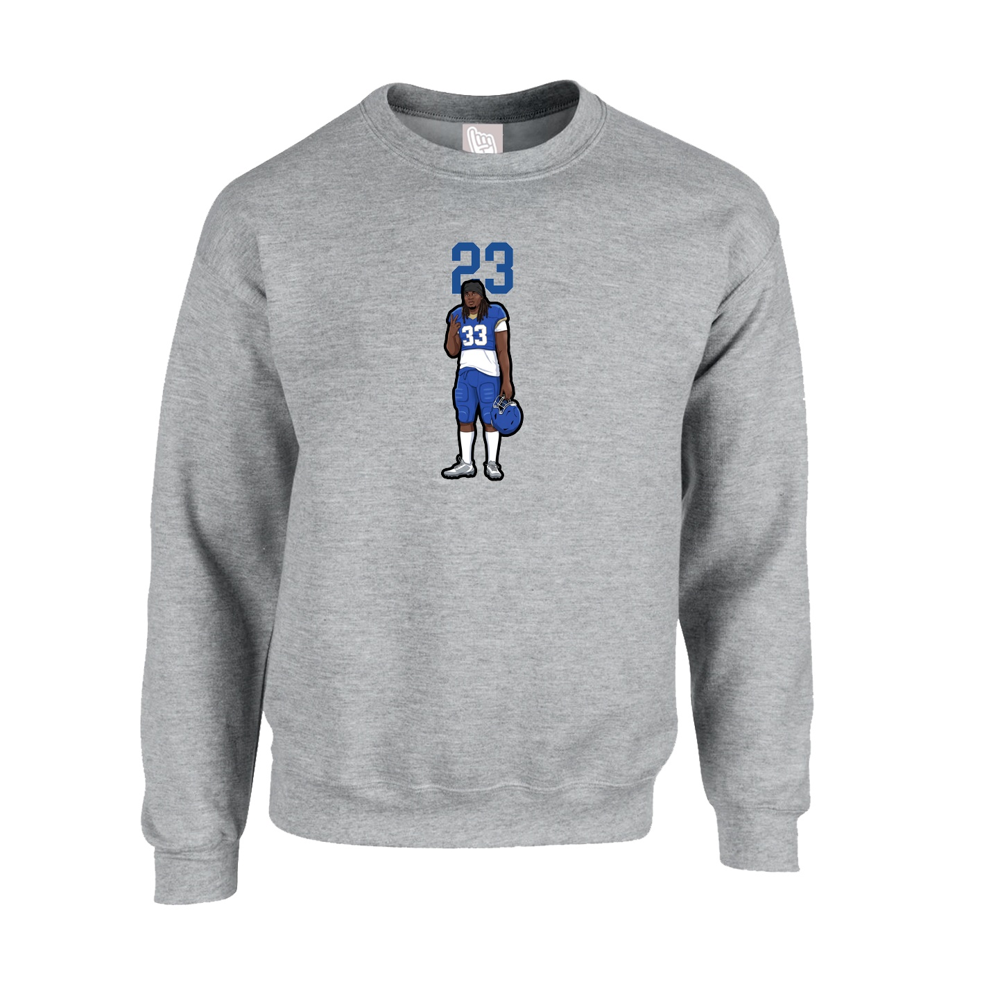 Fleece Crew — Number Top in Grey