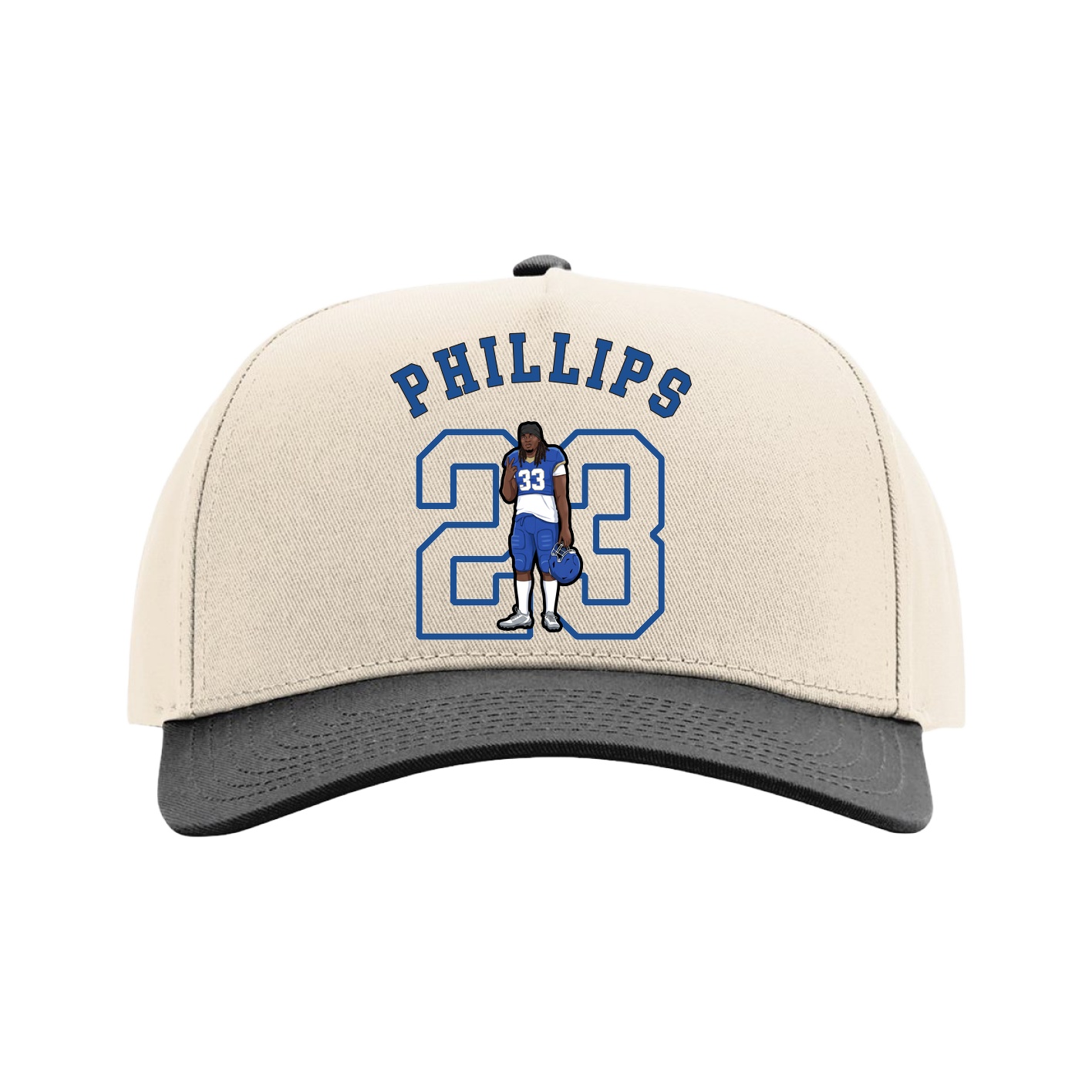 Full Fabric Five-Panel Champ Cap — Shirsey Arch in Cream/Black