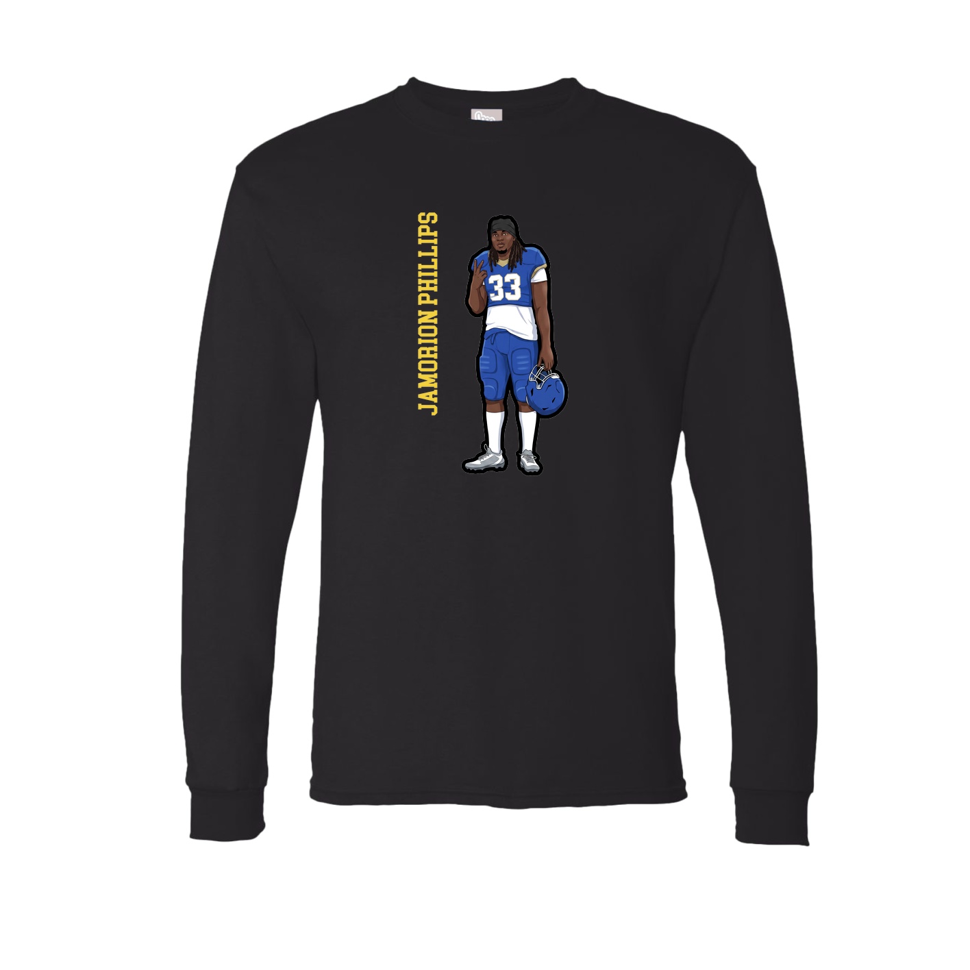 Long Sleeve Tee — Name Vertical in Black