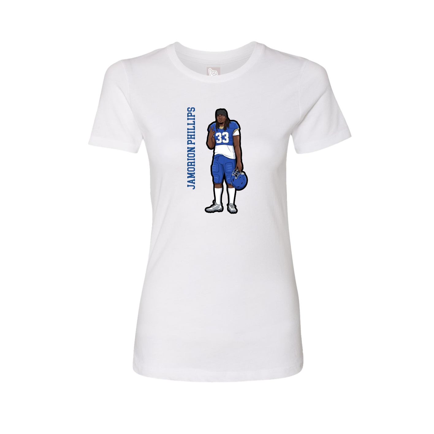 Fitted Women's Tee — Name Vertical in White