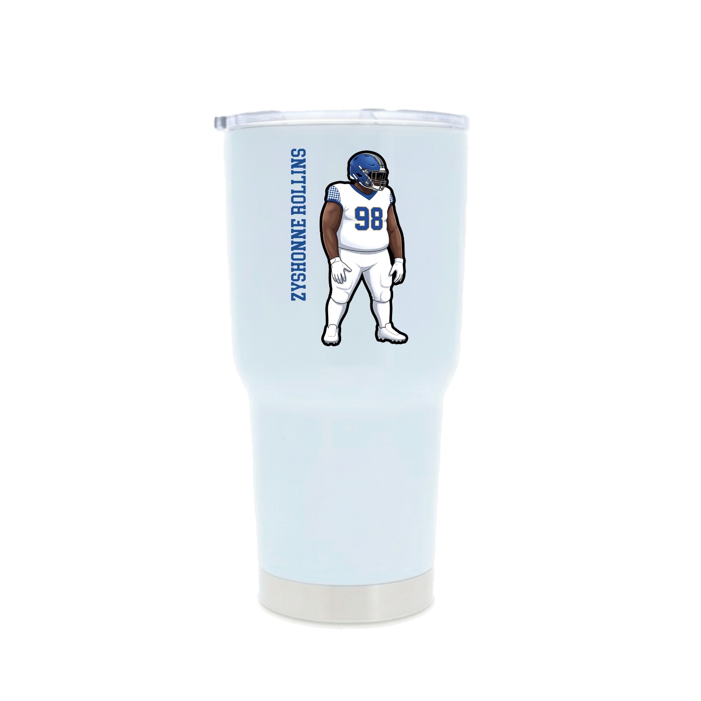 30oz Stainless Steel Tumbler — Name Vertical in White