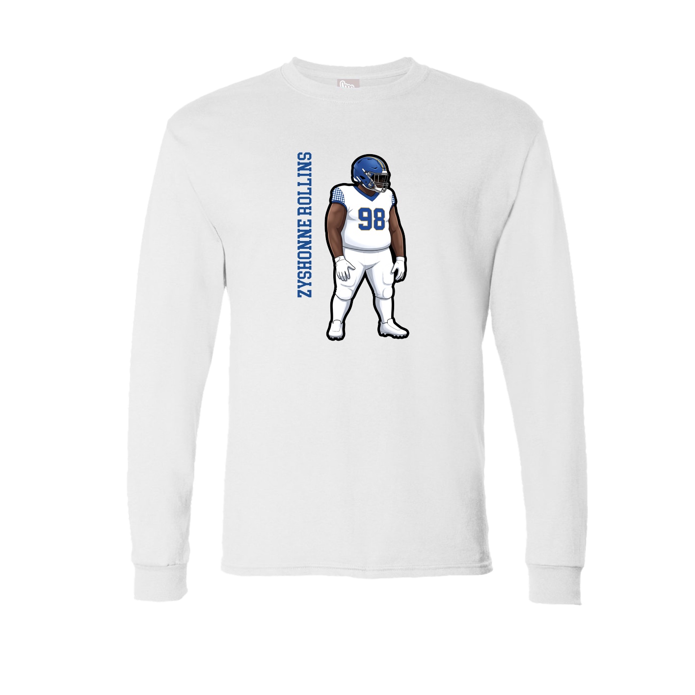 Long Sleeve Tee — Name Vertical in White
