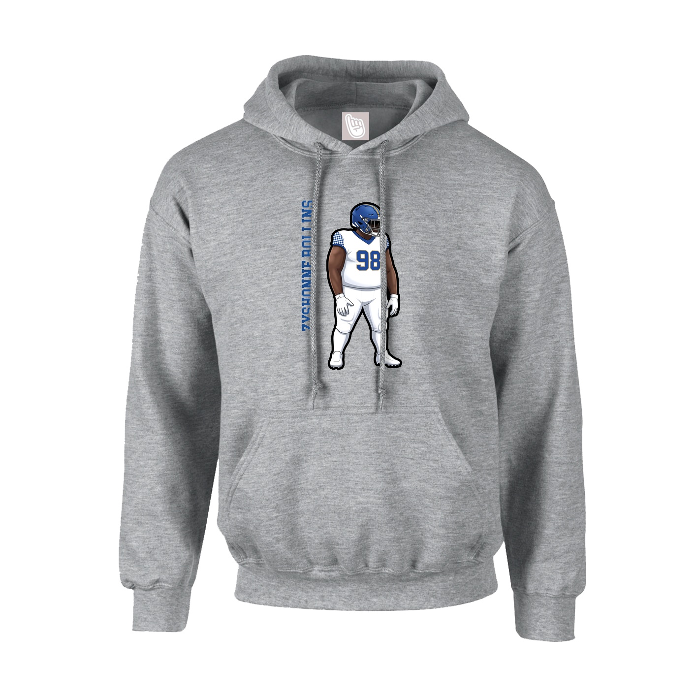 Youth Hoodie — Name Vertical in Grey