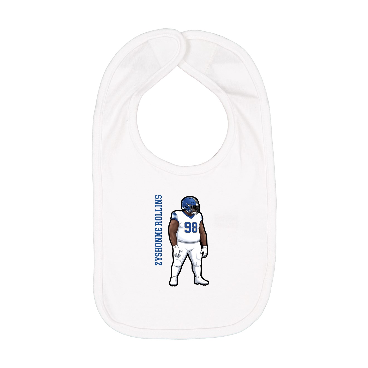 Infant Bib — Name Vertical in White