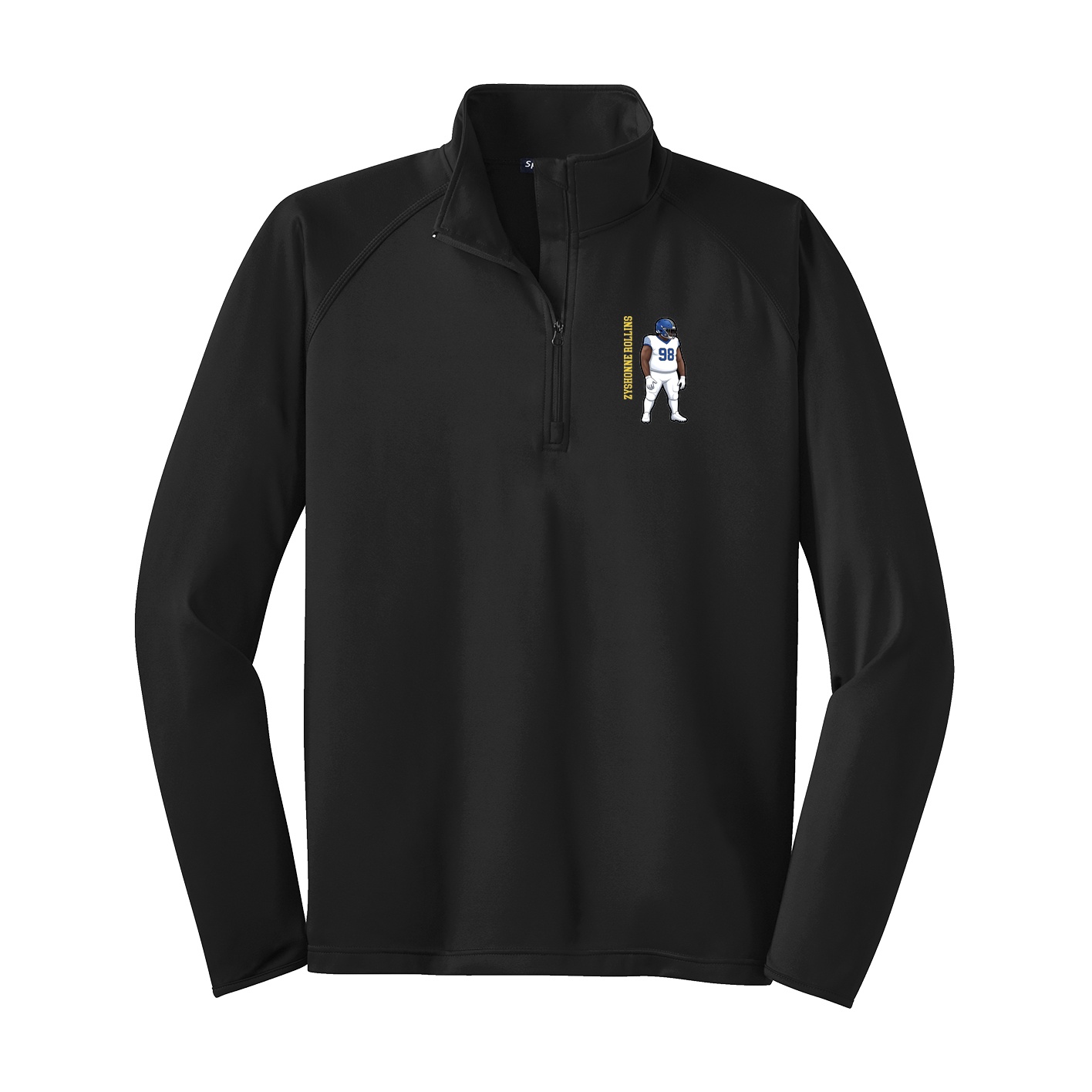 Q-Zip Pullover — Name Vertical in Black