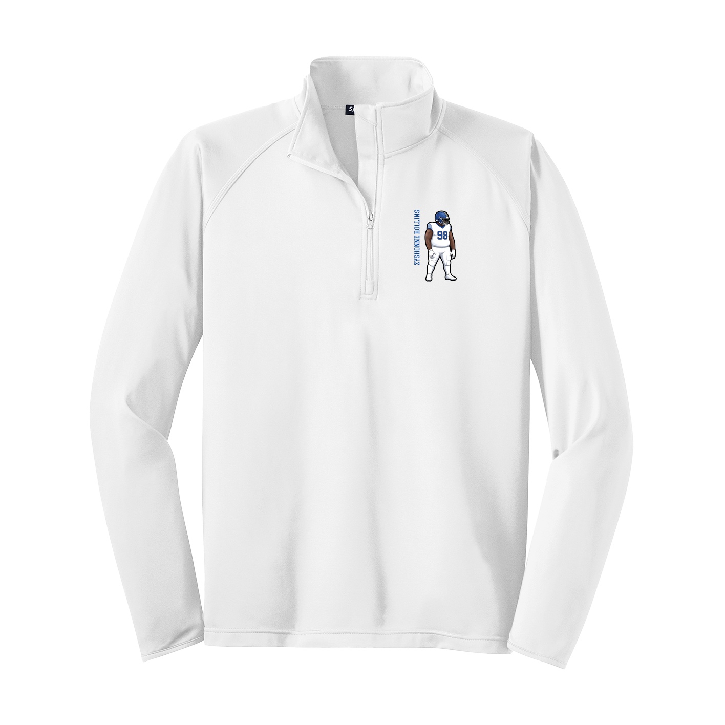 Q-Zip Pullover — Name Vertical in White