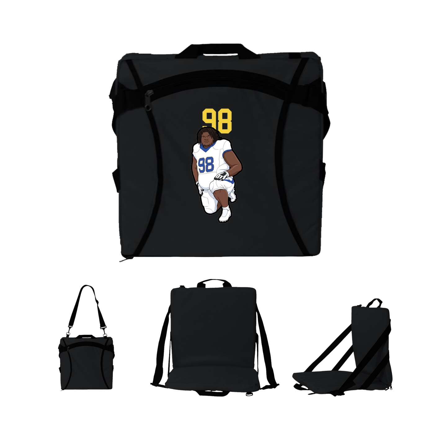 Folding Stadium Seat — Number Top in Black