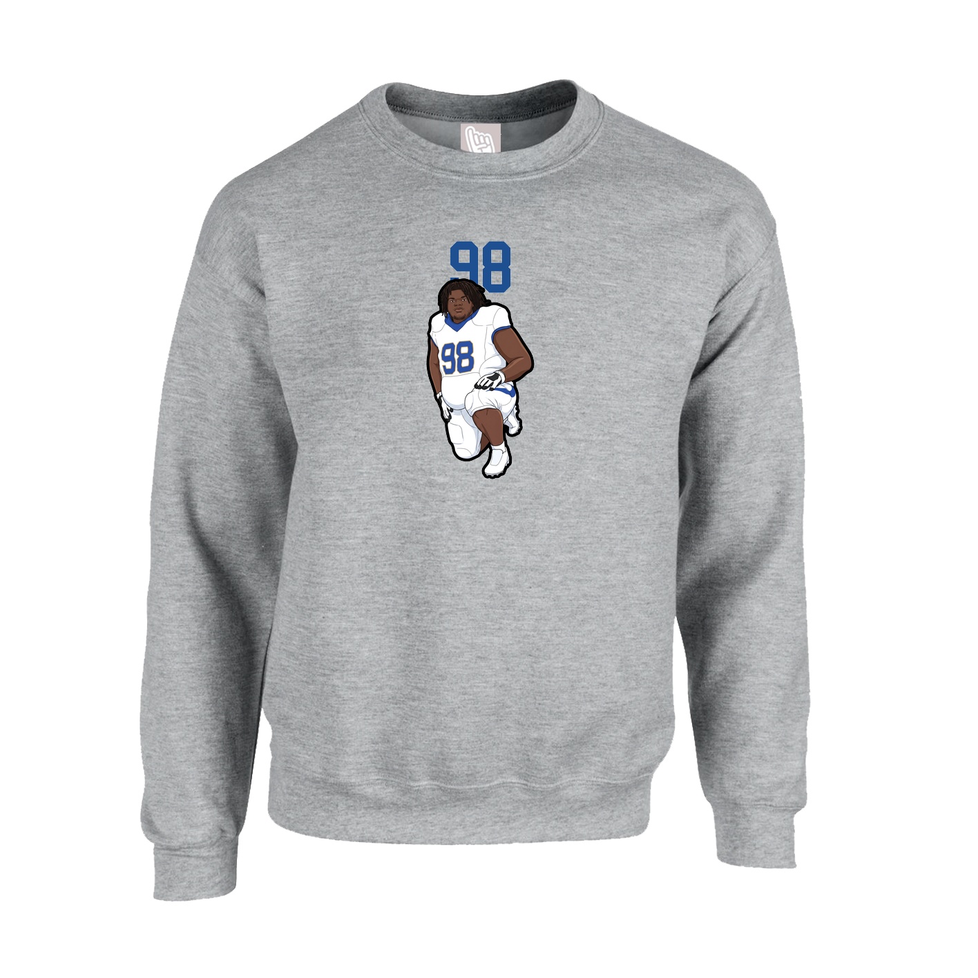 Fleece Crew — Number Top in Grey