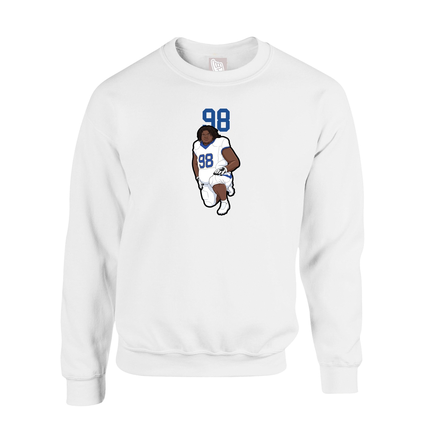 Fleece Crew — Number Top in White