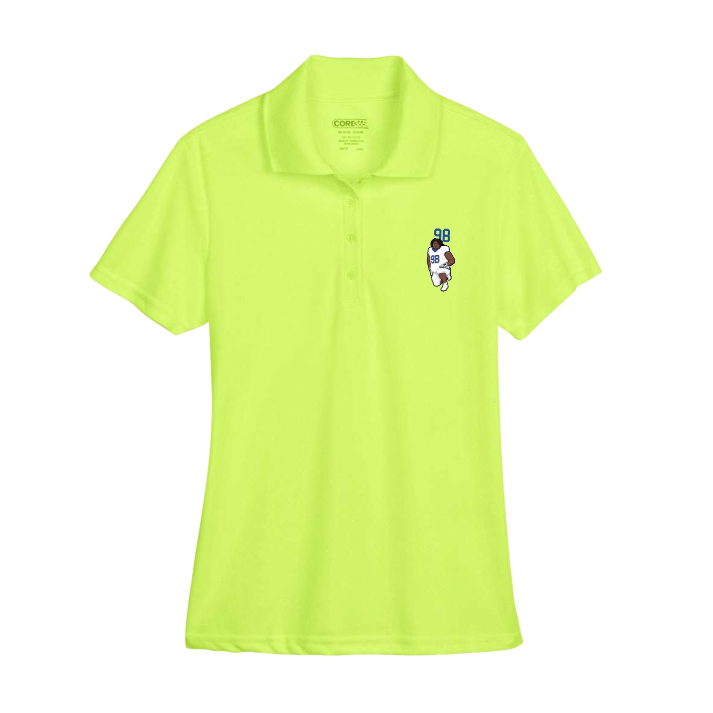 Womens Performance Polo — Number Top in Yellow