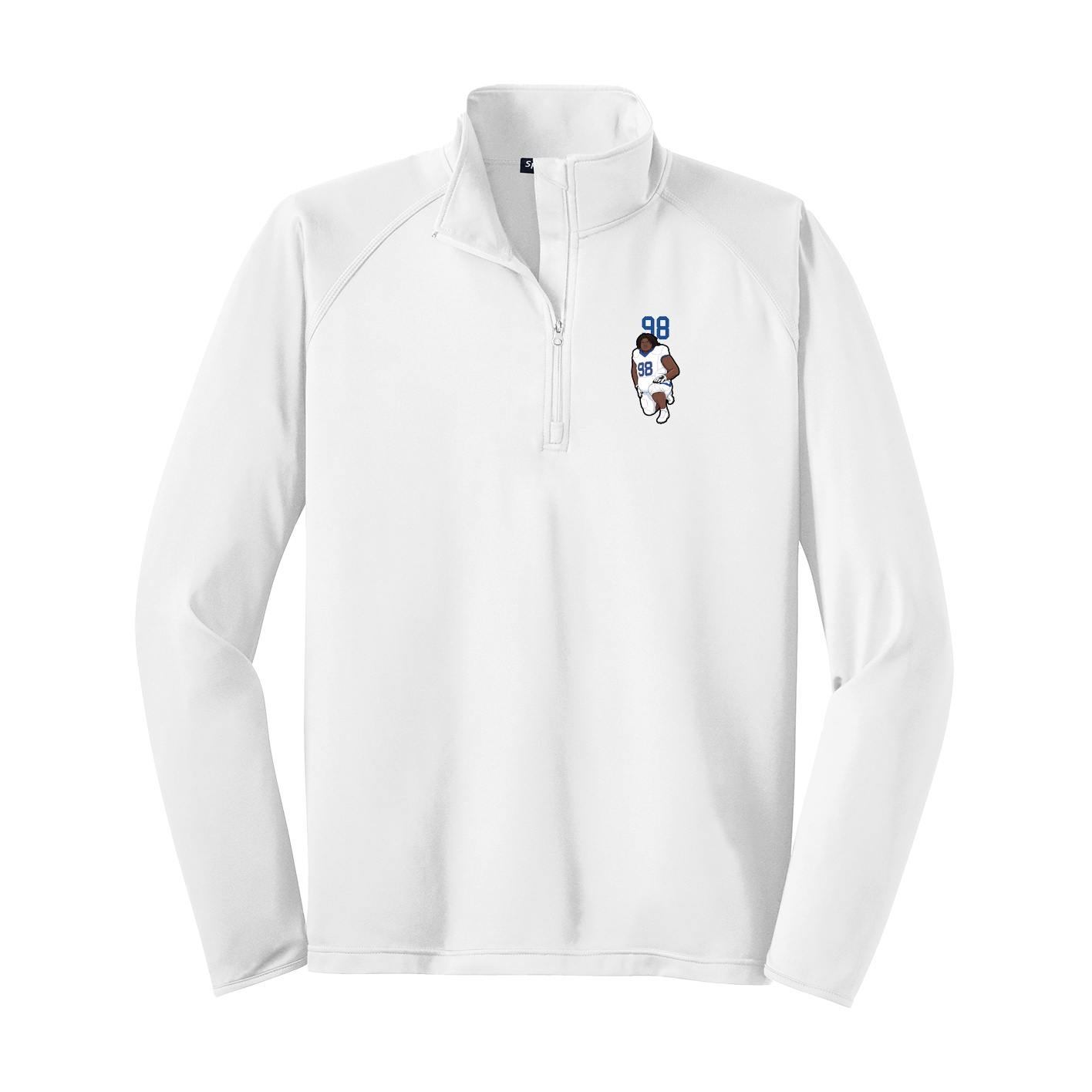 Q-Zip Pullover — Number Top in White