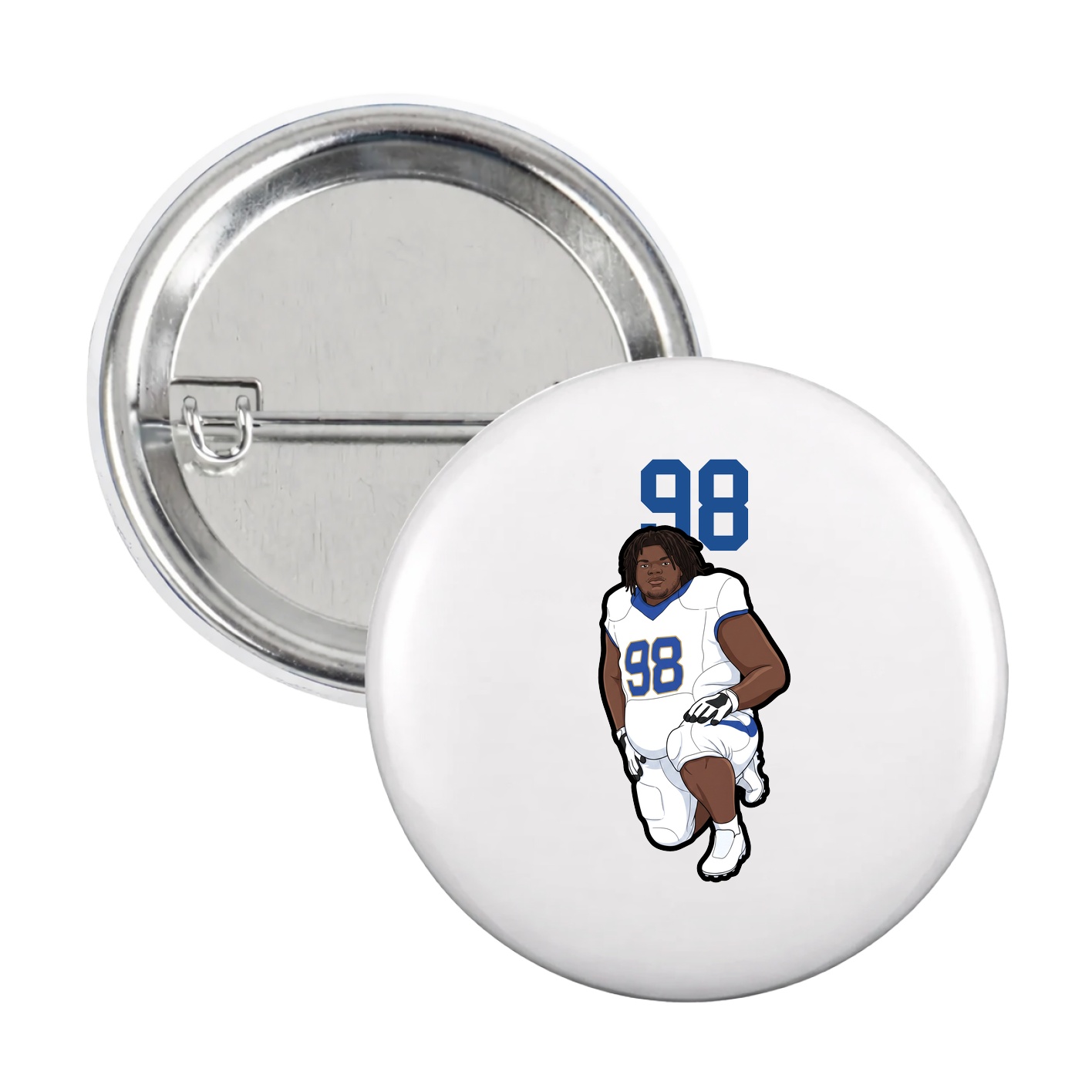 Game Day Button — Number Top in White