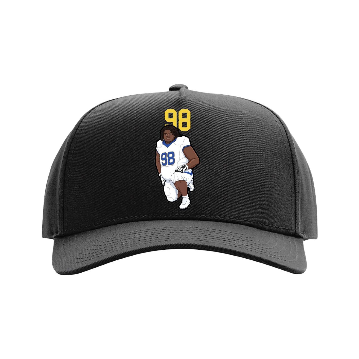 Full Fabric Five-Panel Champ Cap — Number Top in Black