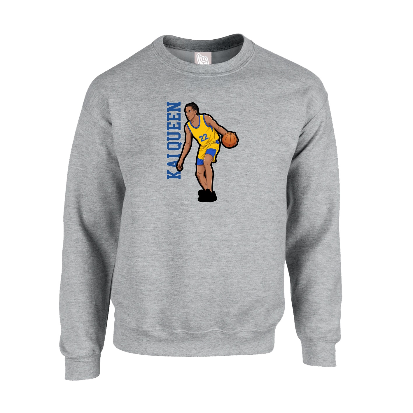 Fleece Crew — Name Vertical in Grey