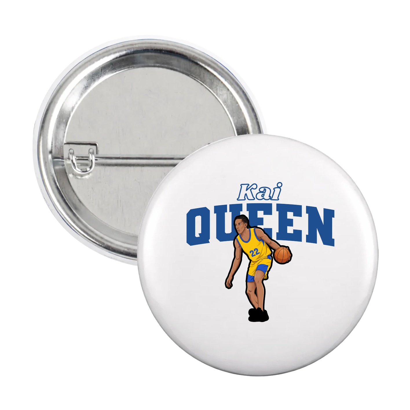 Game Day Button — Name Arch in White