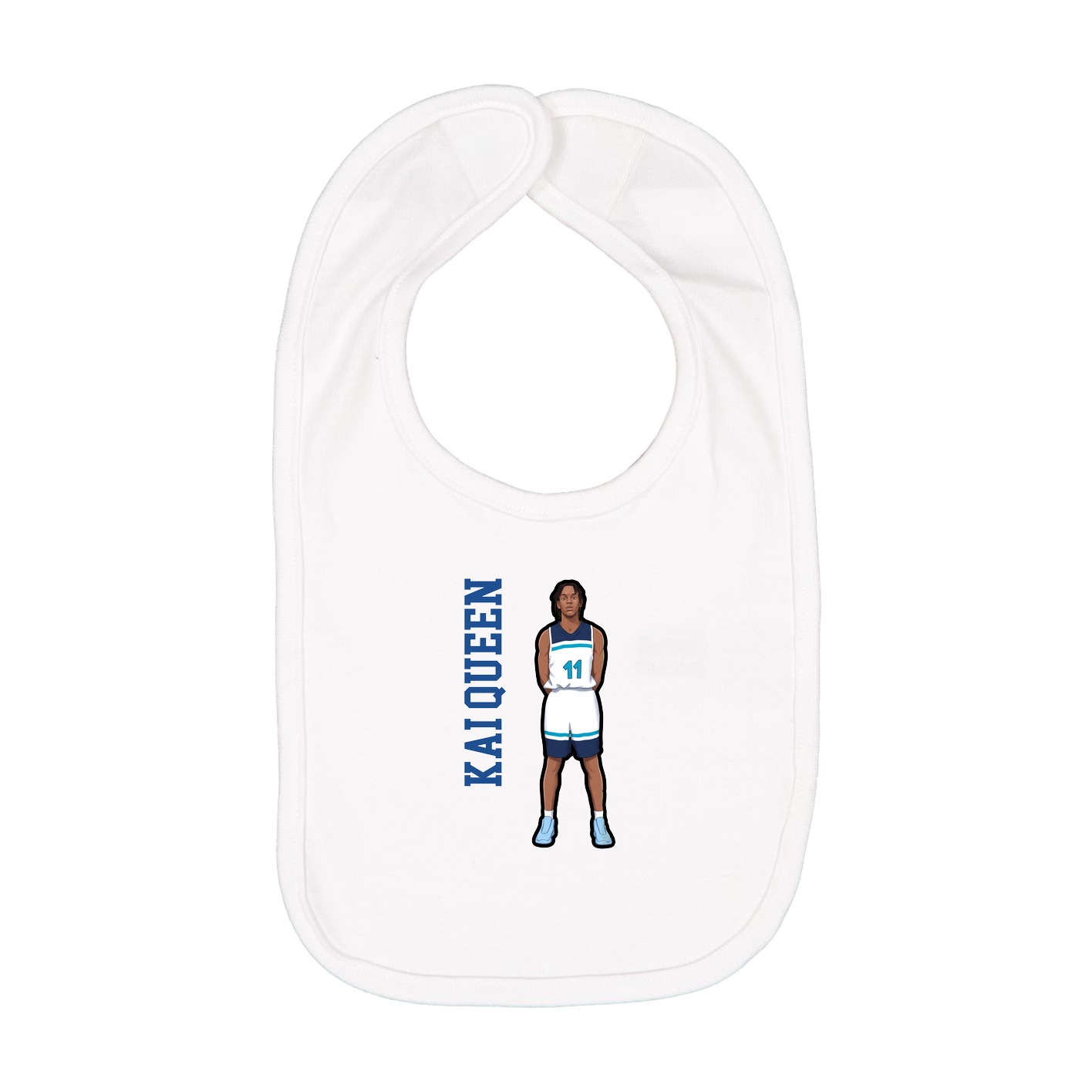 Infant Bib — Name Vertical in White