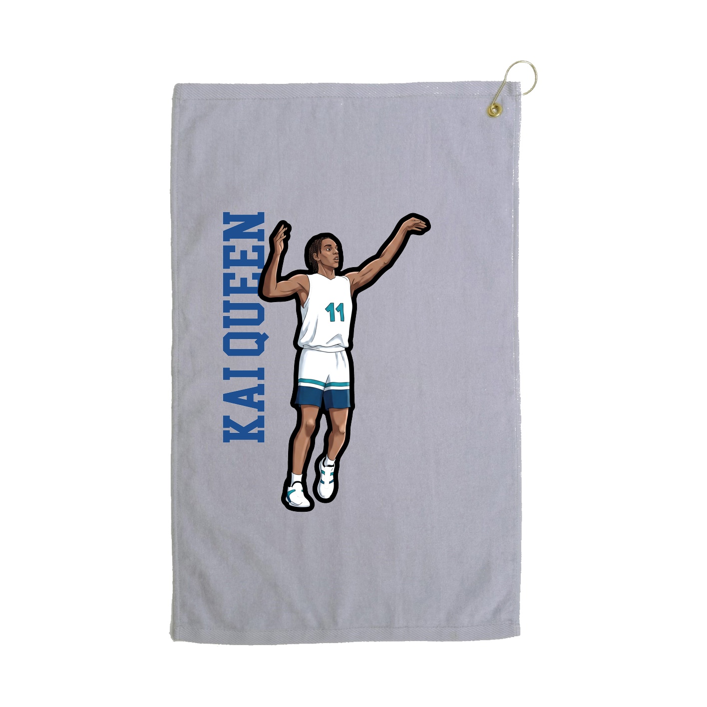 Golf Towel — Name Vertical in Grey