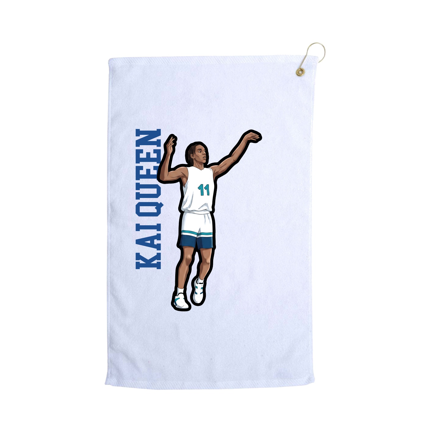 Golf Towel — Name Vertical in White