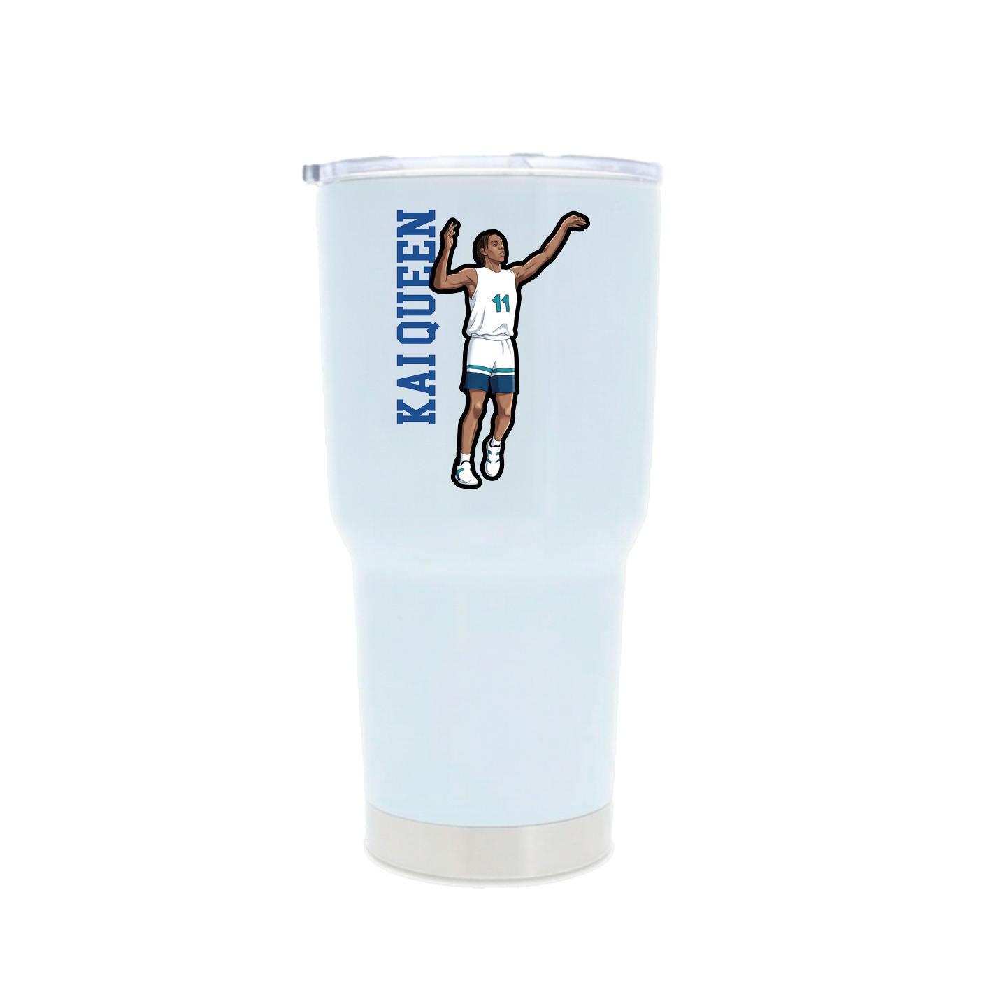 30oz Stainless Steel Tumbler — Name Vertical in White