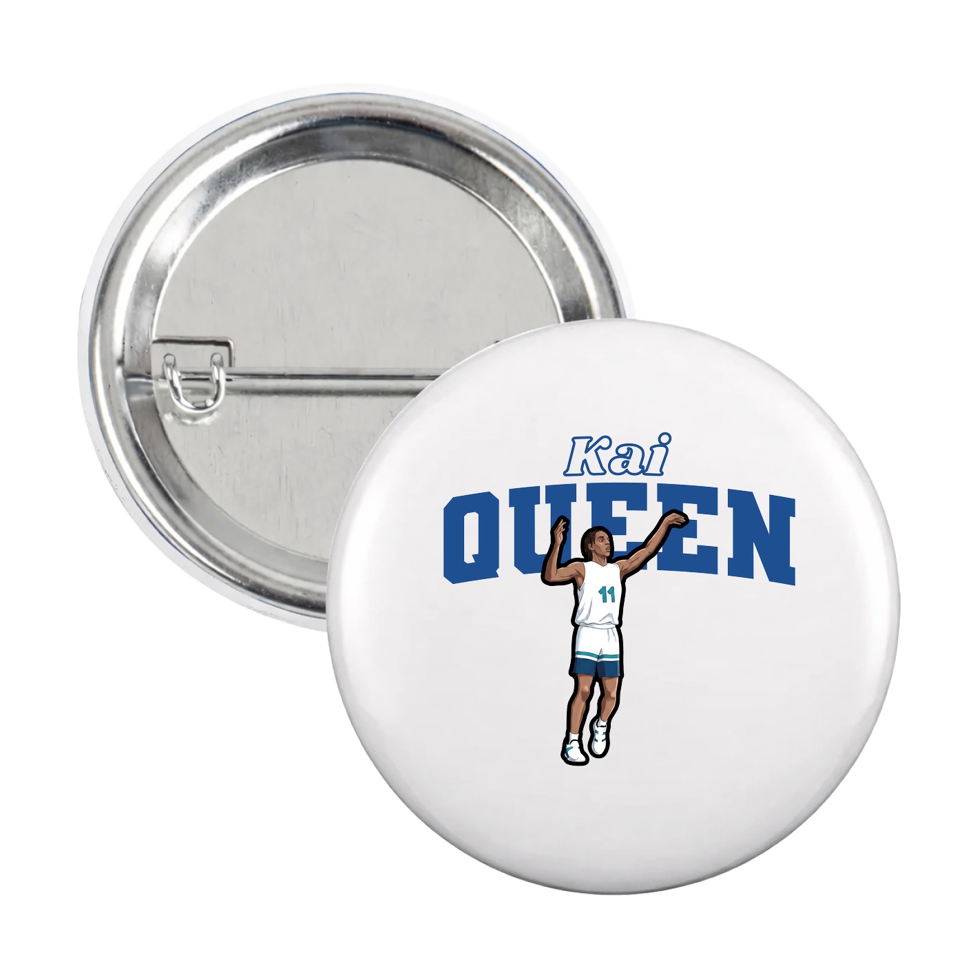 Game Day Button — Name Arch in White
