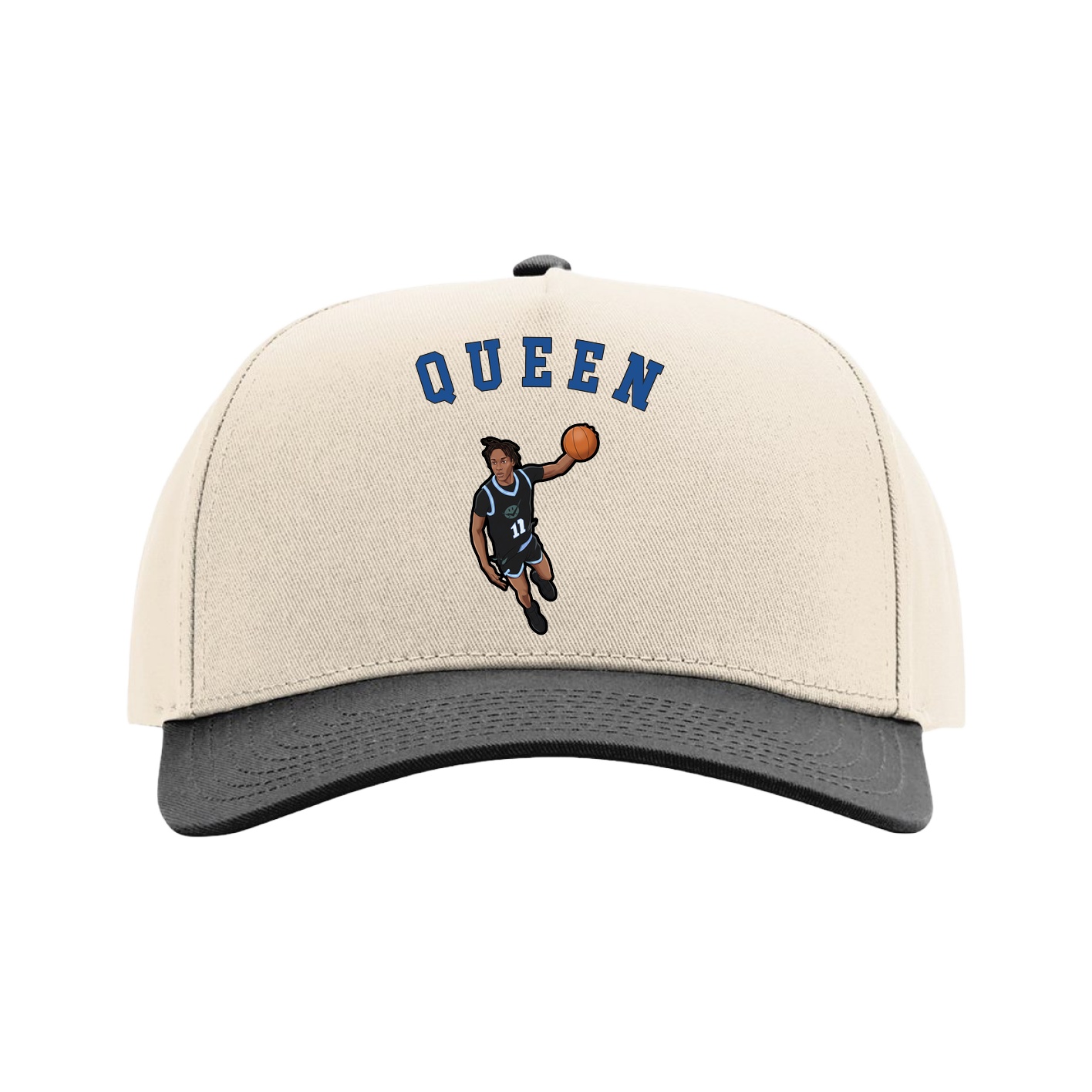 Full Fabric Five-Panel Champ Cap — Shirsey Arch in Cream/Black