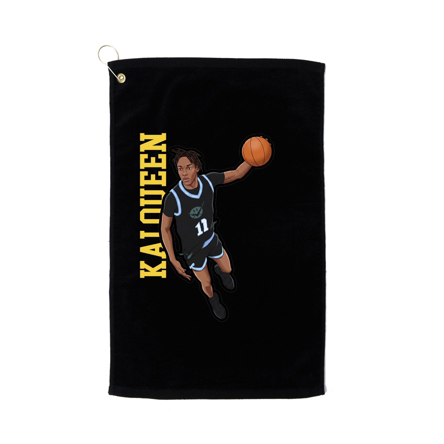 Golf Towel — Name Vertical in Black