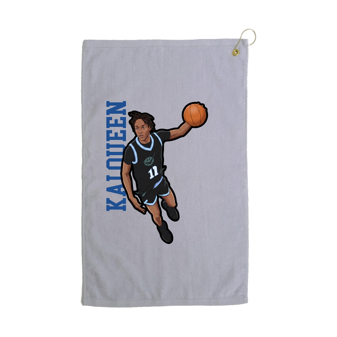 Golf Towel — Name Vertical in Grey