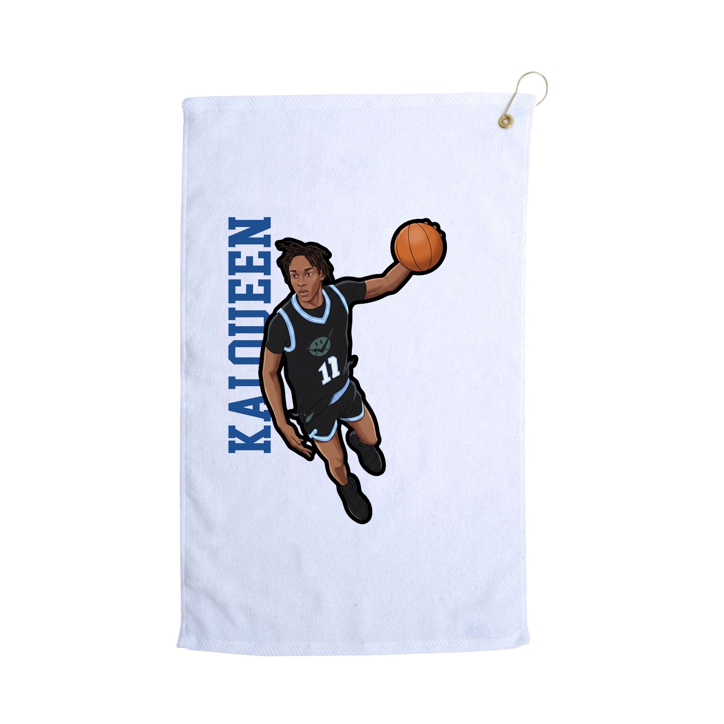 Golf Towel — Name Vertical in White