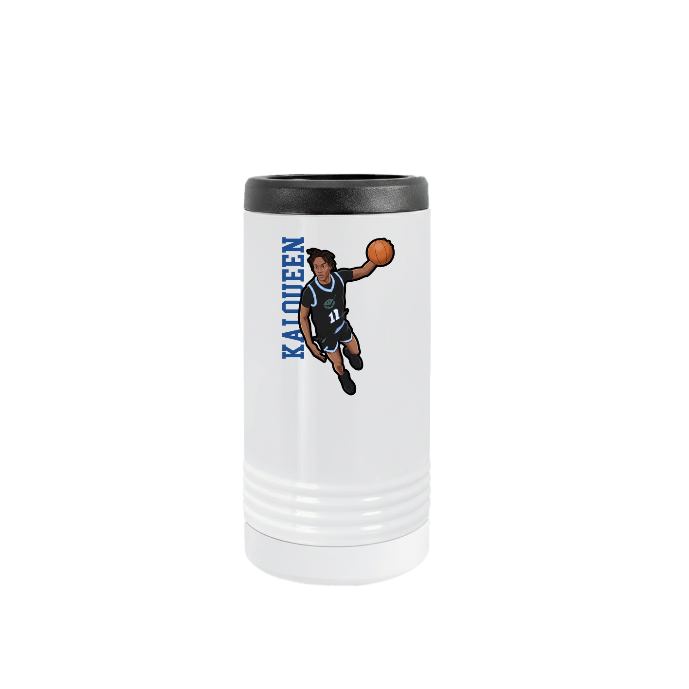 Slim Beverage Holder — Name Vertical in White