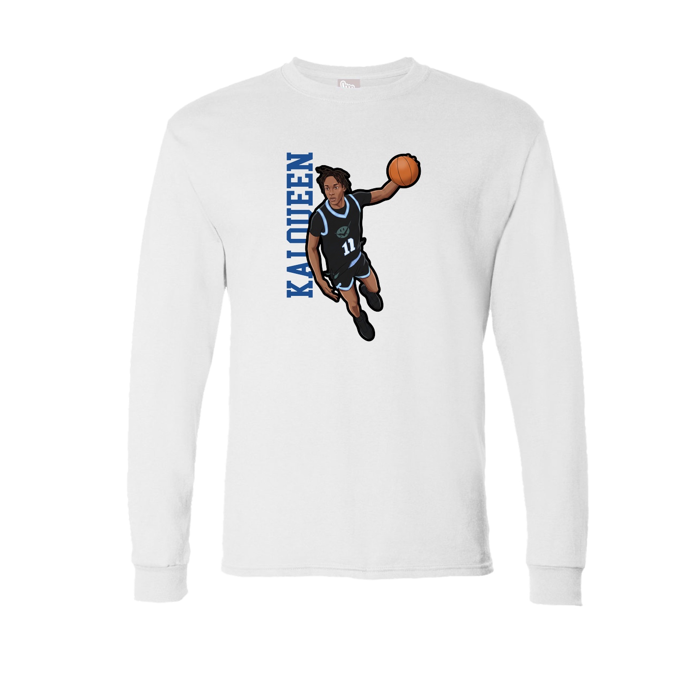 Long Sleeve Tee — Name Vertical in White