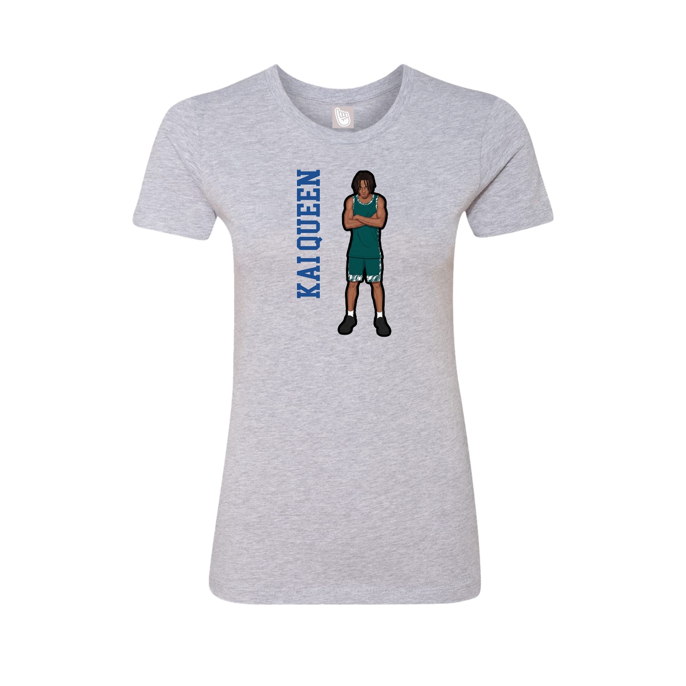 Womens Tee — Name Vertical in Grey