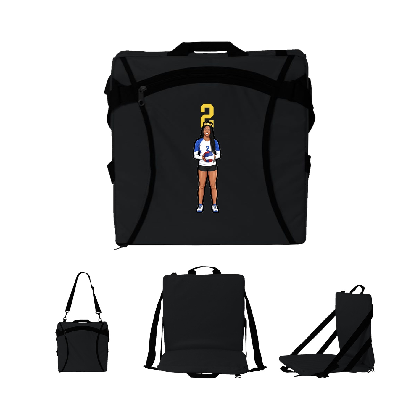 Folding Stadium Seat — Number Top in Black
