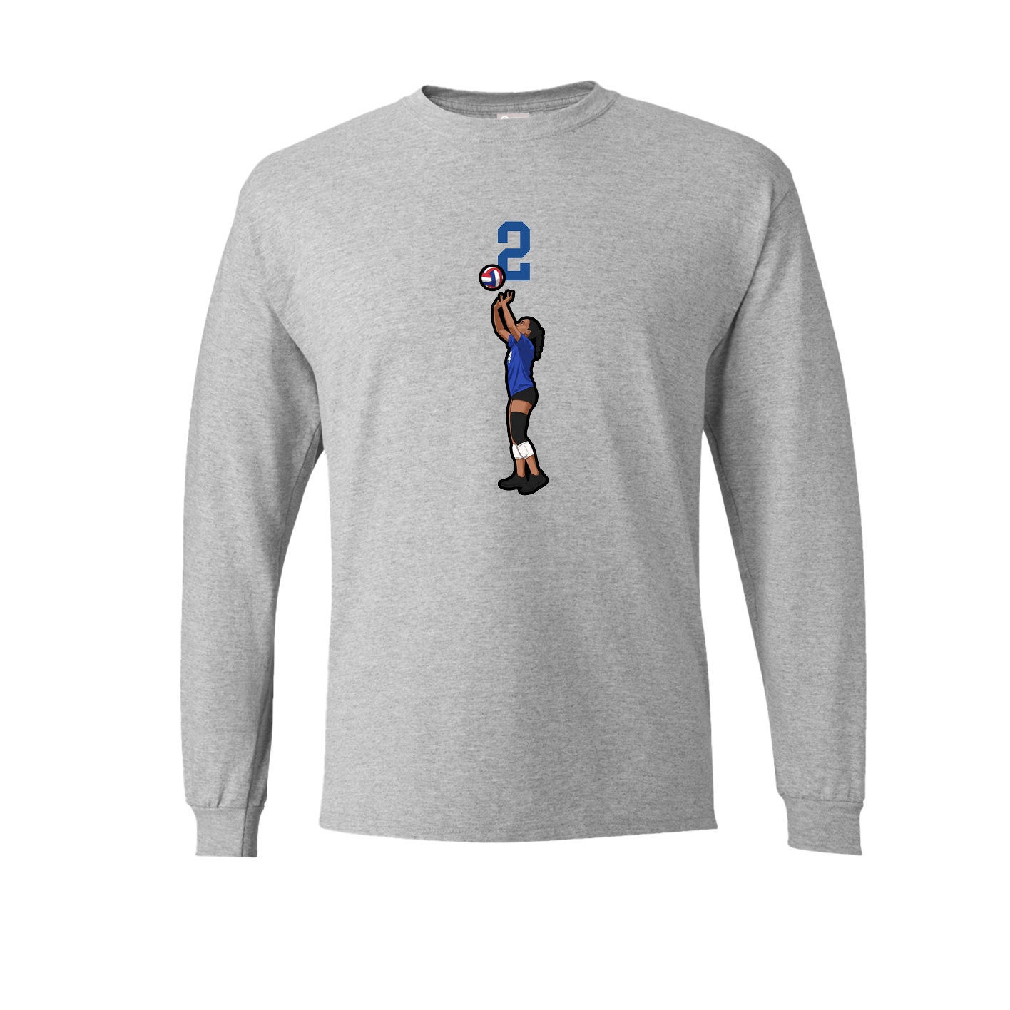 Long Sleeve Tee — Number Top in Grey