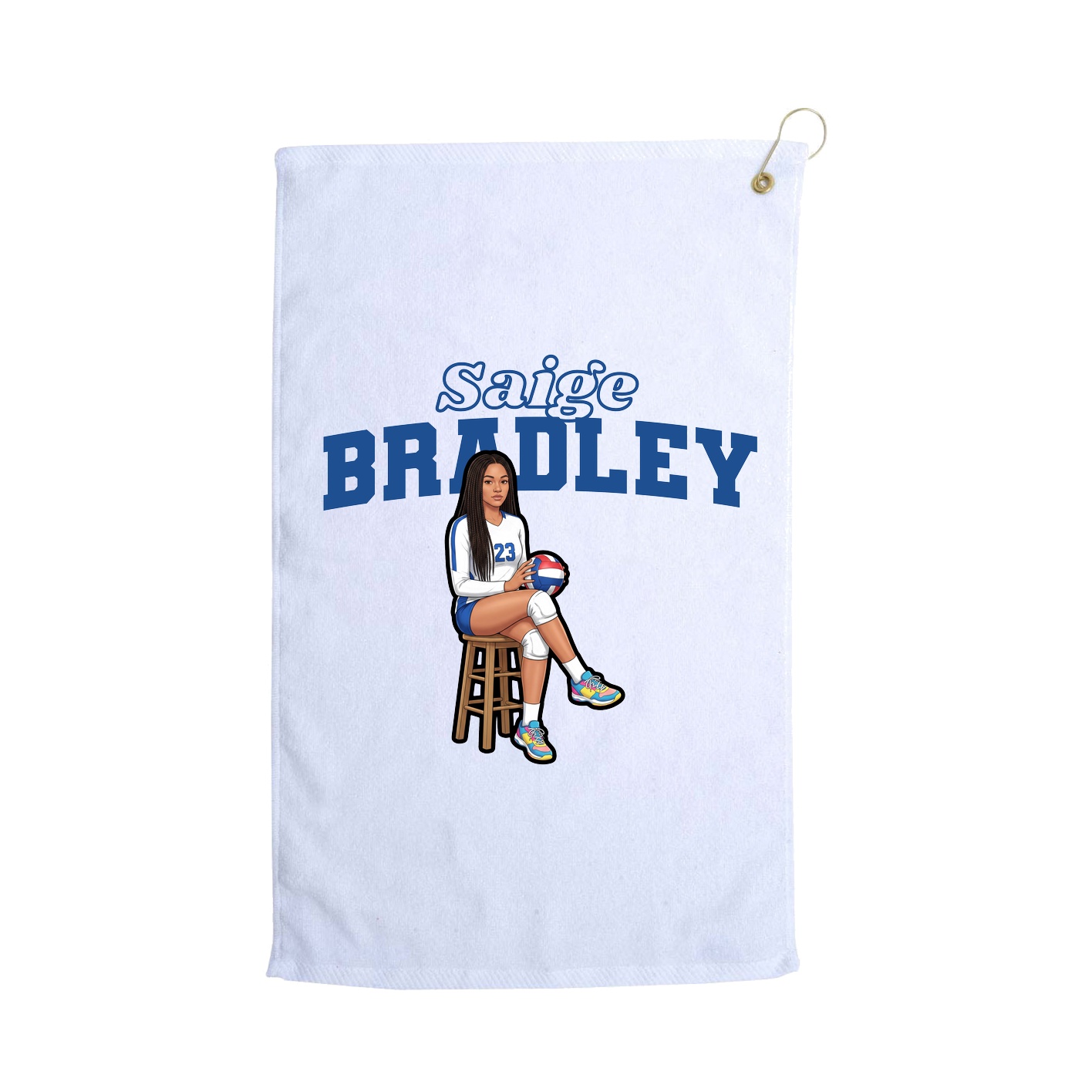 Golf Towel — Name Arch in White