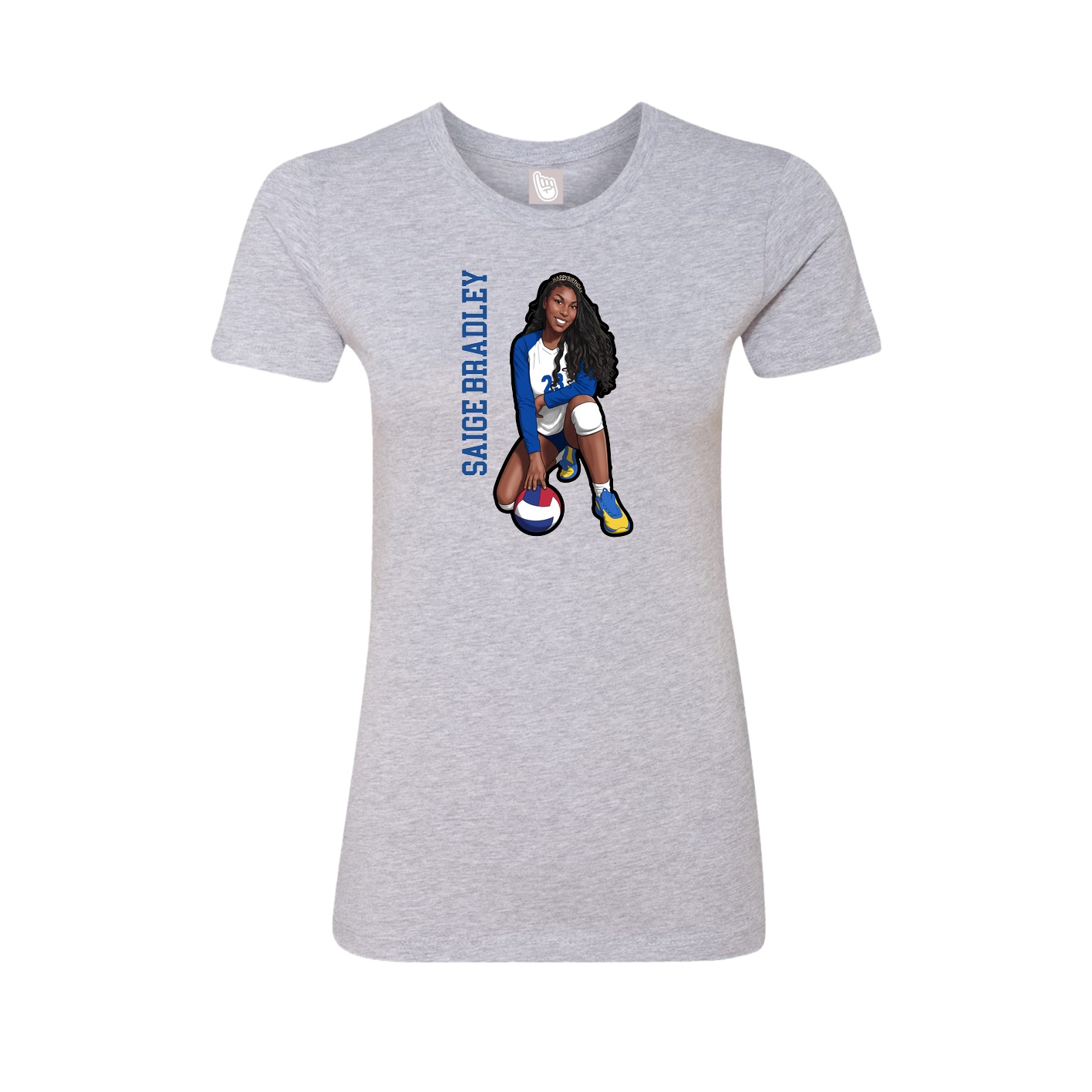 Fitted Women's Tee — Name Vertical in Grey